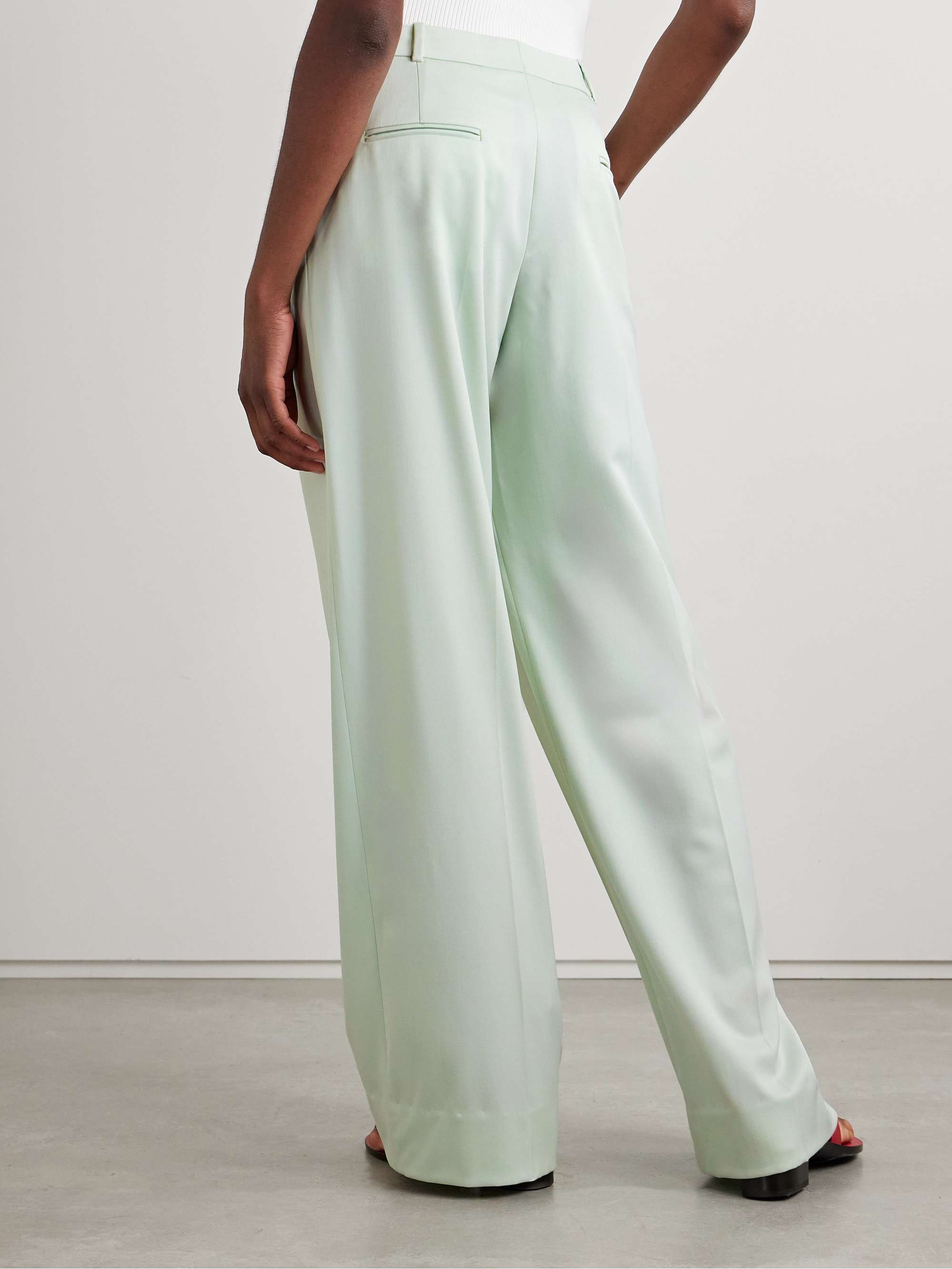 Pleated wool-blend wide-leg pants view