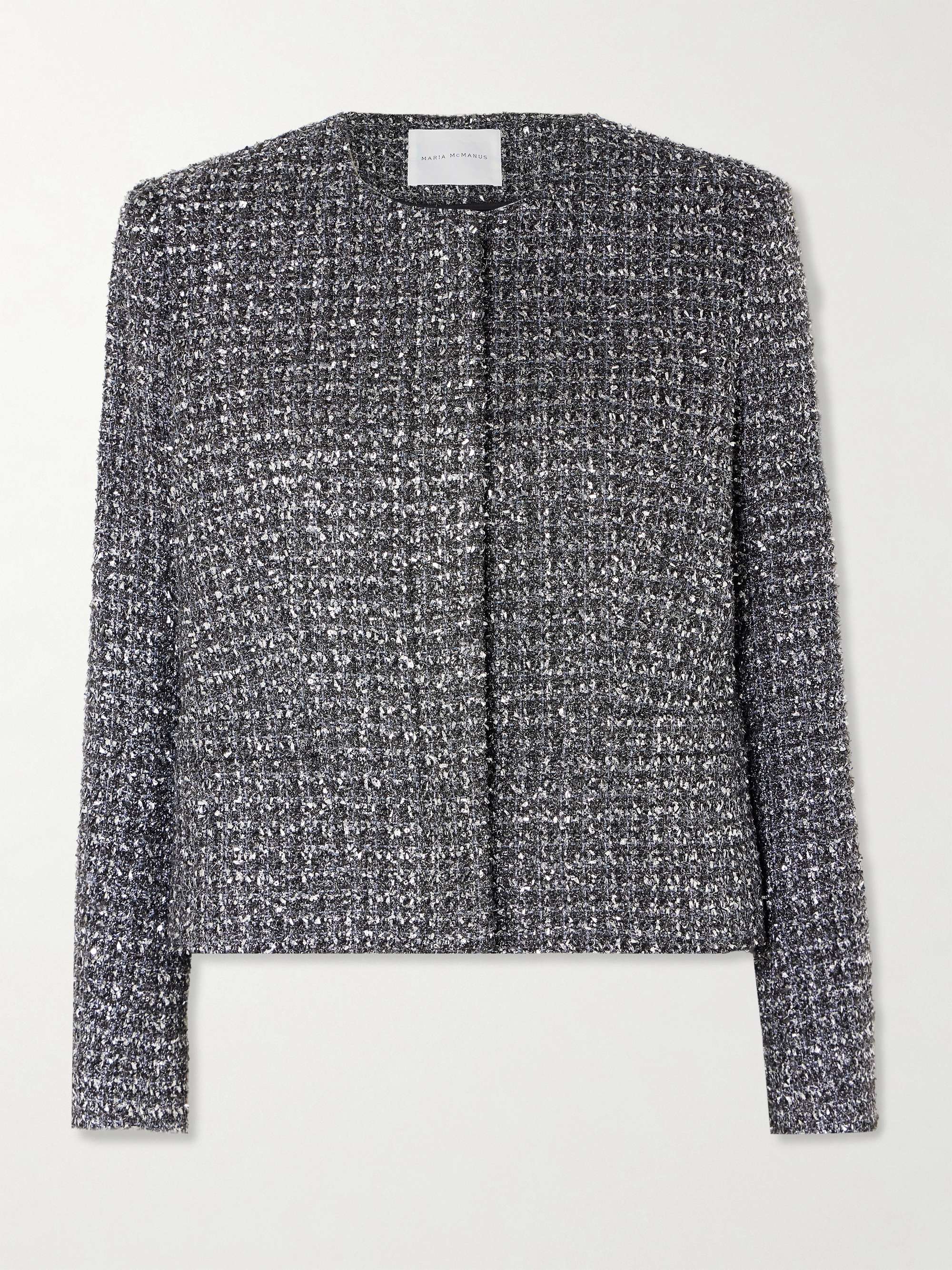 Sequin-embellished metallic tweed jacket view