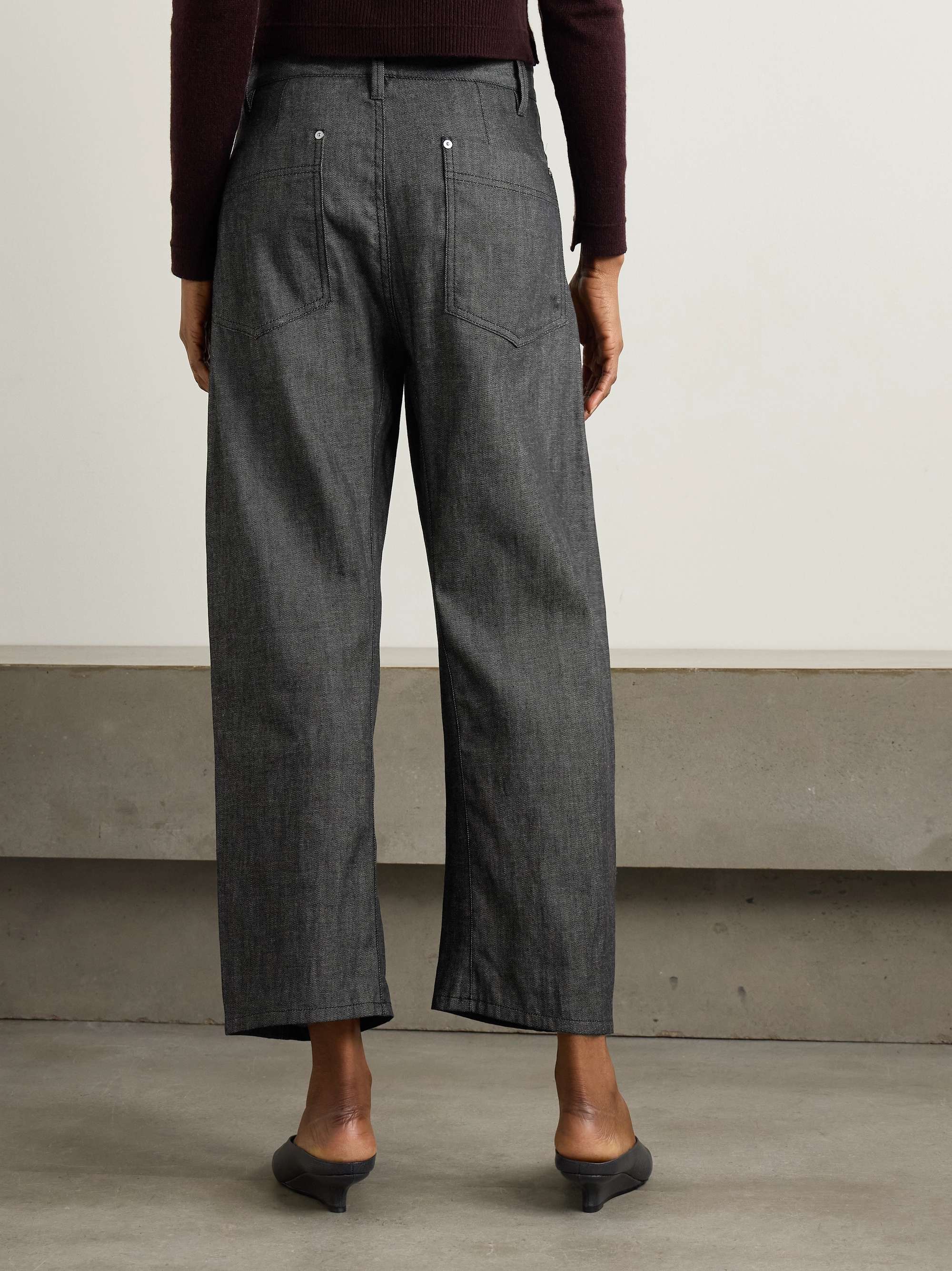 Bow organic high-rise barrel-leg jeans view