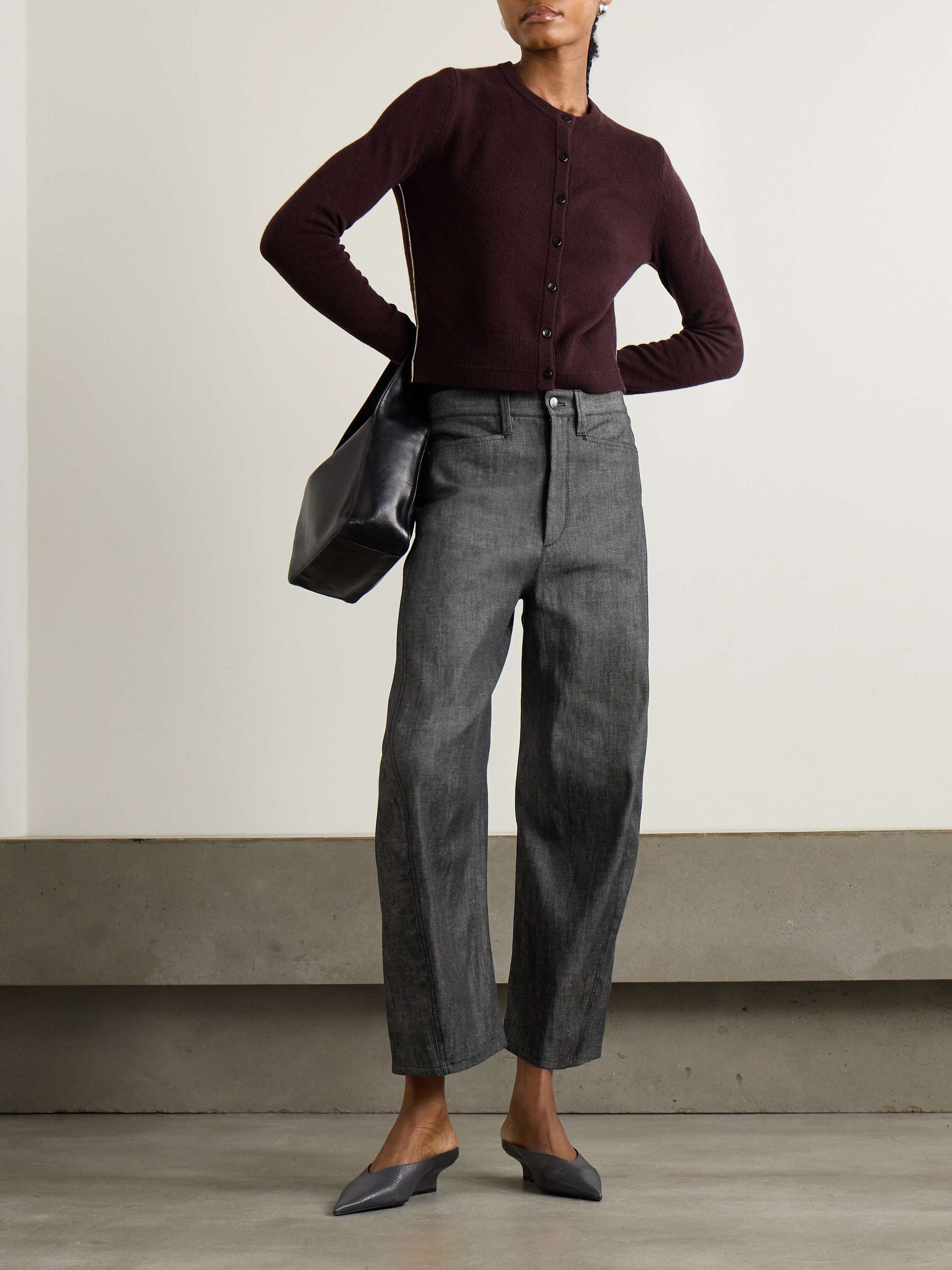 Bow organic high-rise barrel-leg jeans view