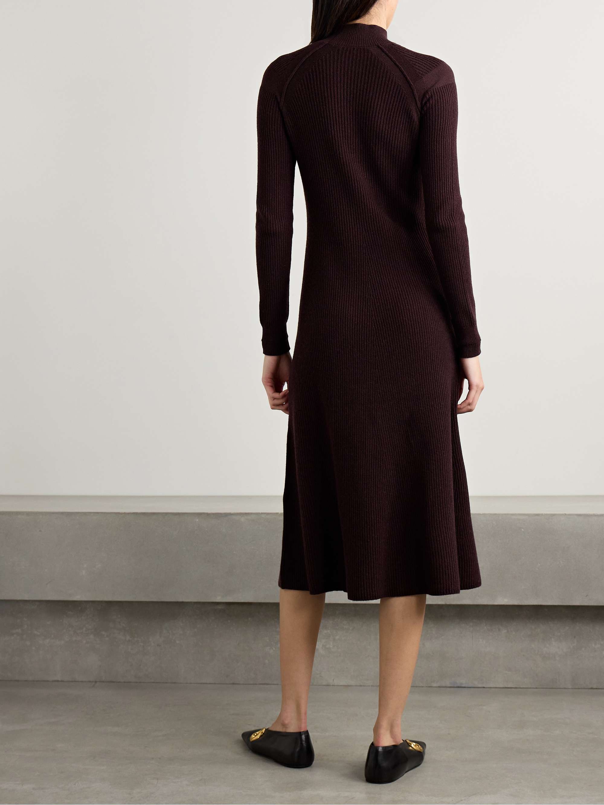 Ribbed recycled-cashmere and organic cotton-blend turtleneck midi dress view