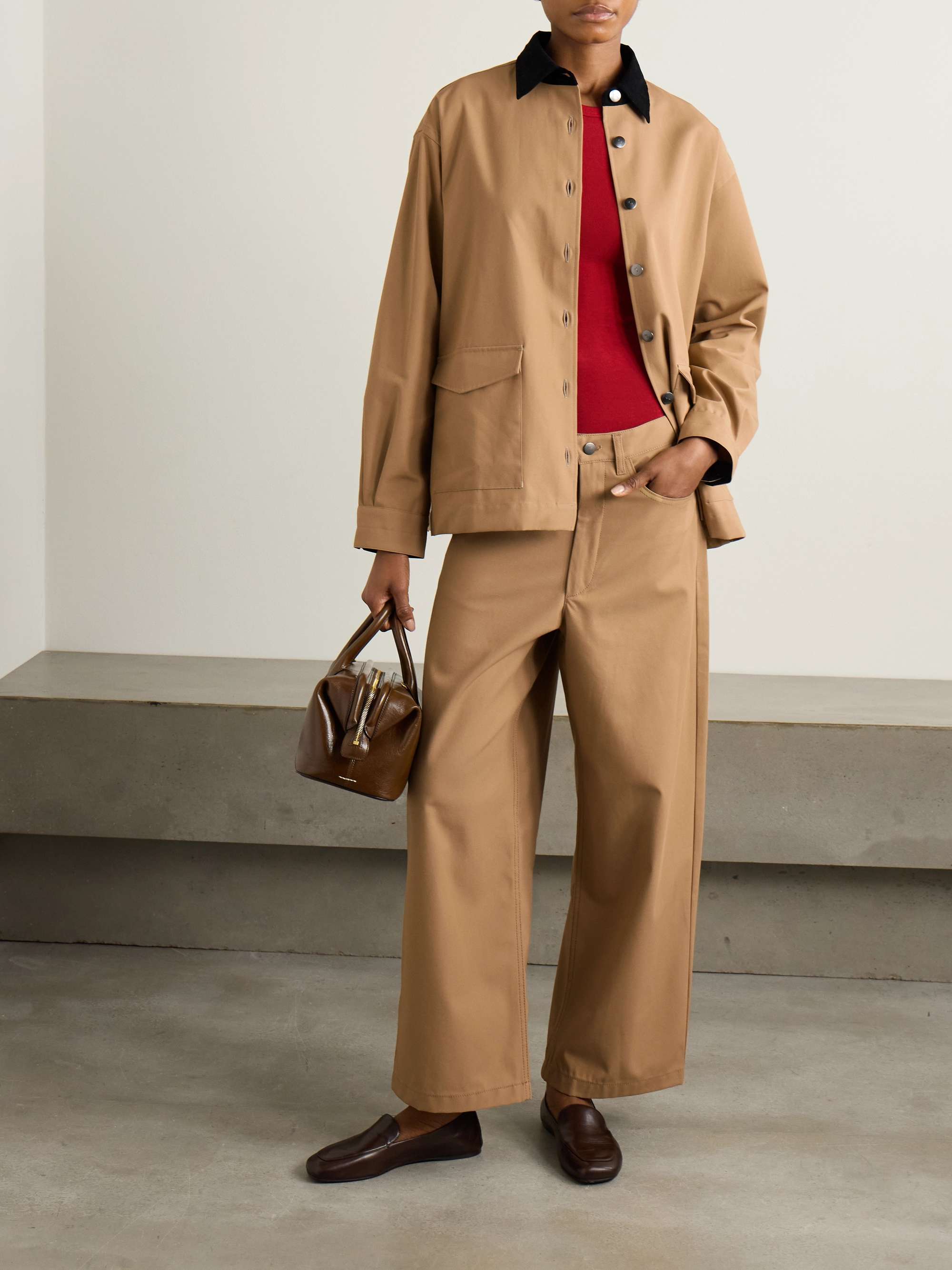 Corduroy-trimmed organic cotton-twill jacket view