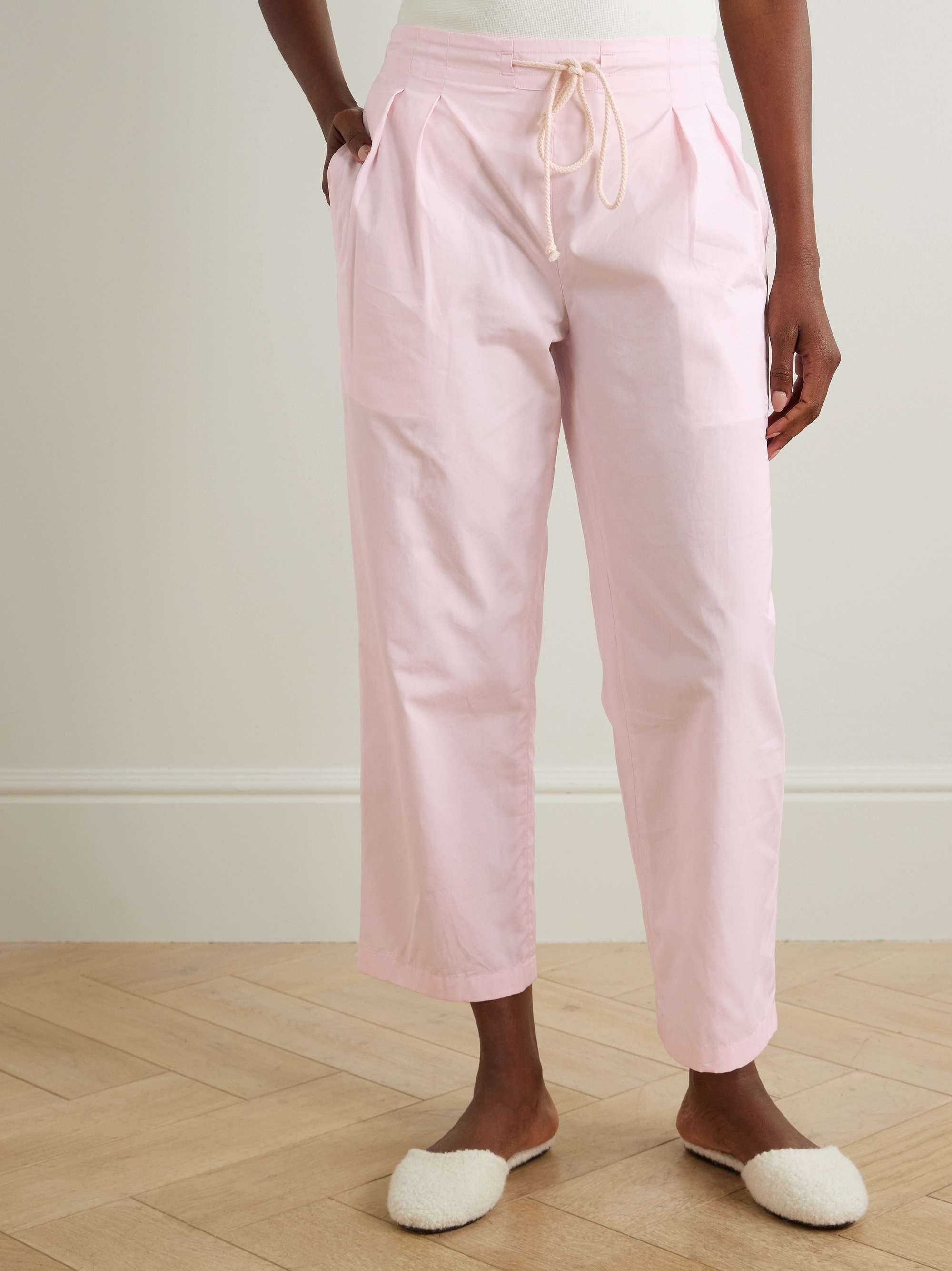 Pleated organic cotton-poplin tapered pants view