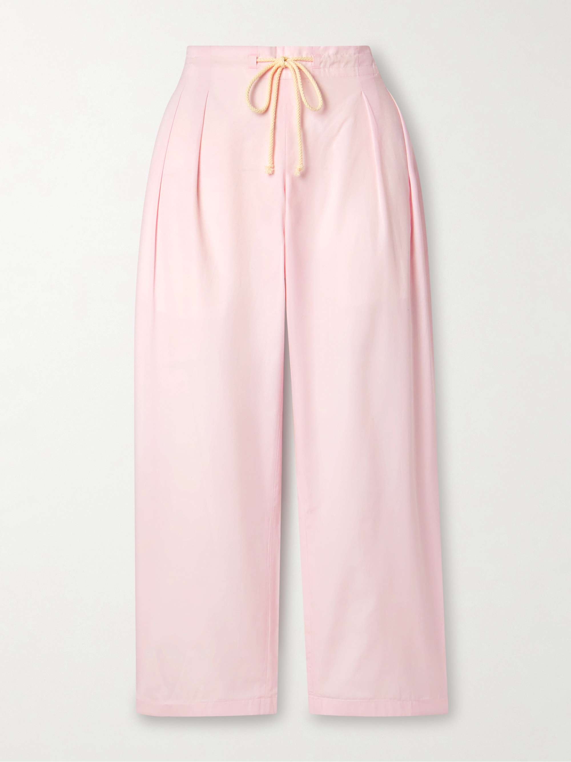 Pleated organic cotton-poplin tapered pants view