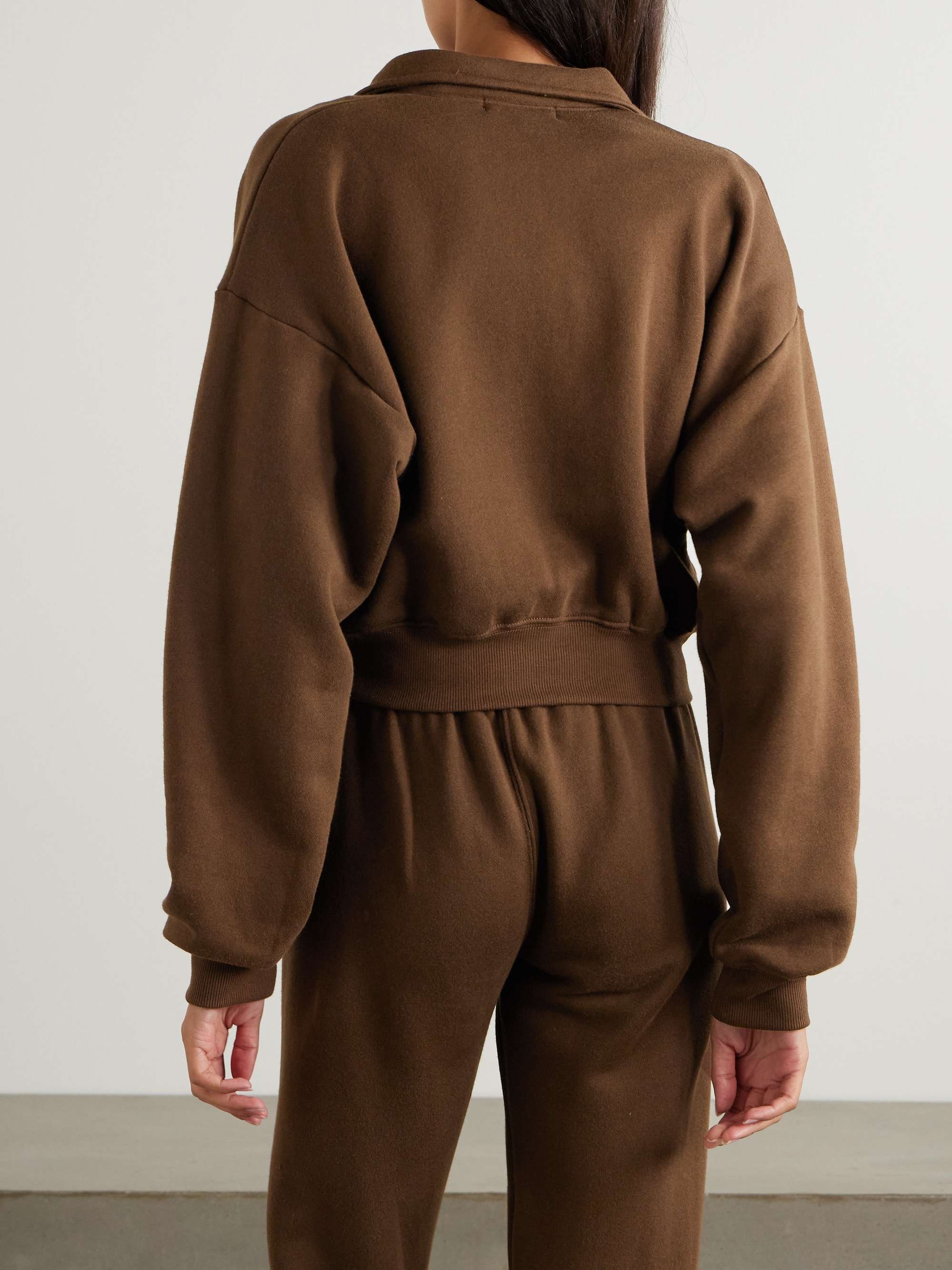 Cropped embroidered cotton and modal-blend sweater view