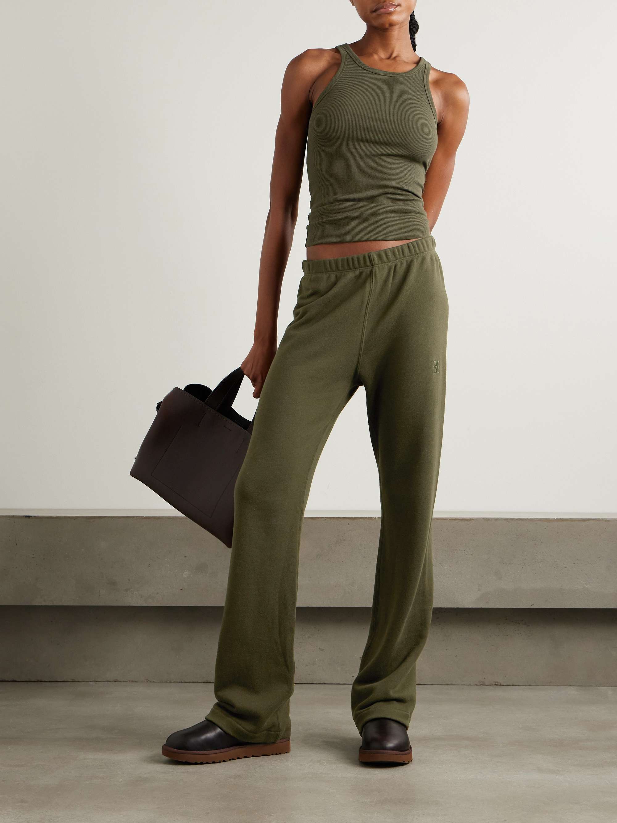 Embroidered cotton and modal-blend jersey sweatpants view