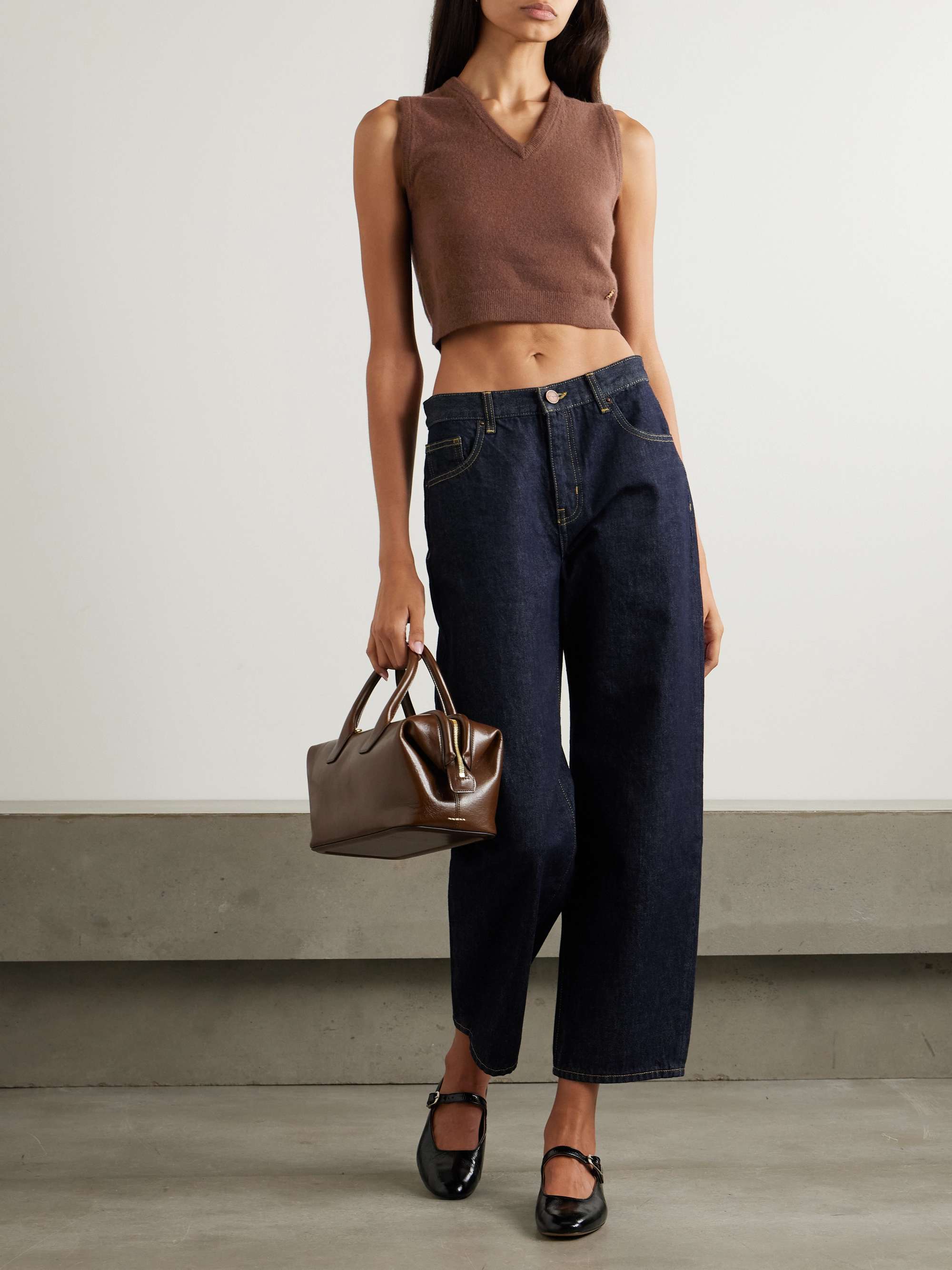 Lenny cropped embellished cashmere vest view