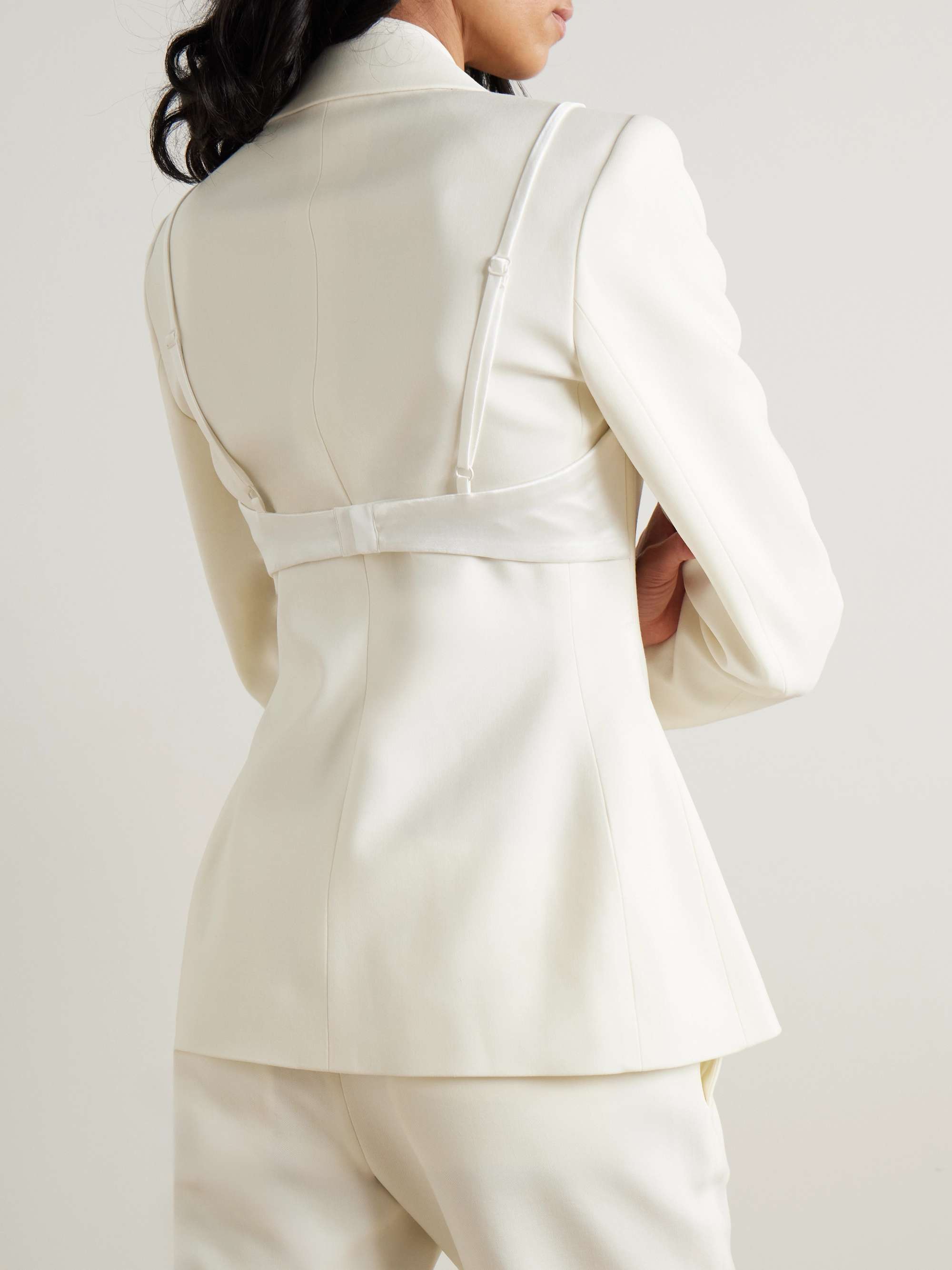 Satin-trimmed wool-blend twill blazer view
