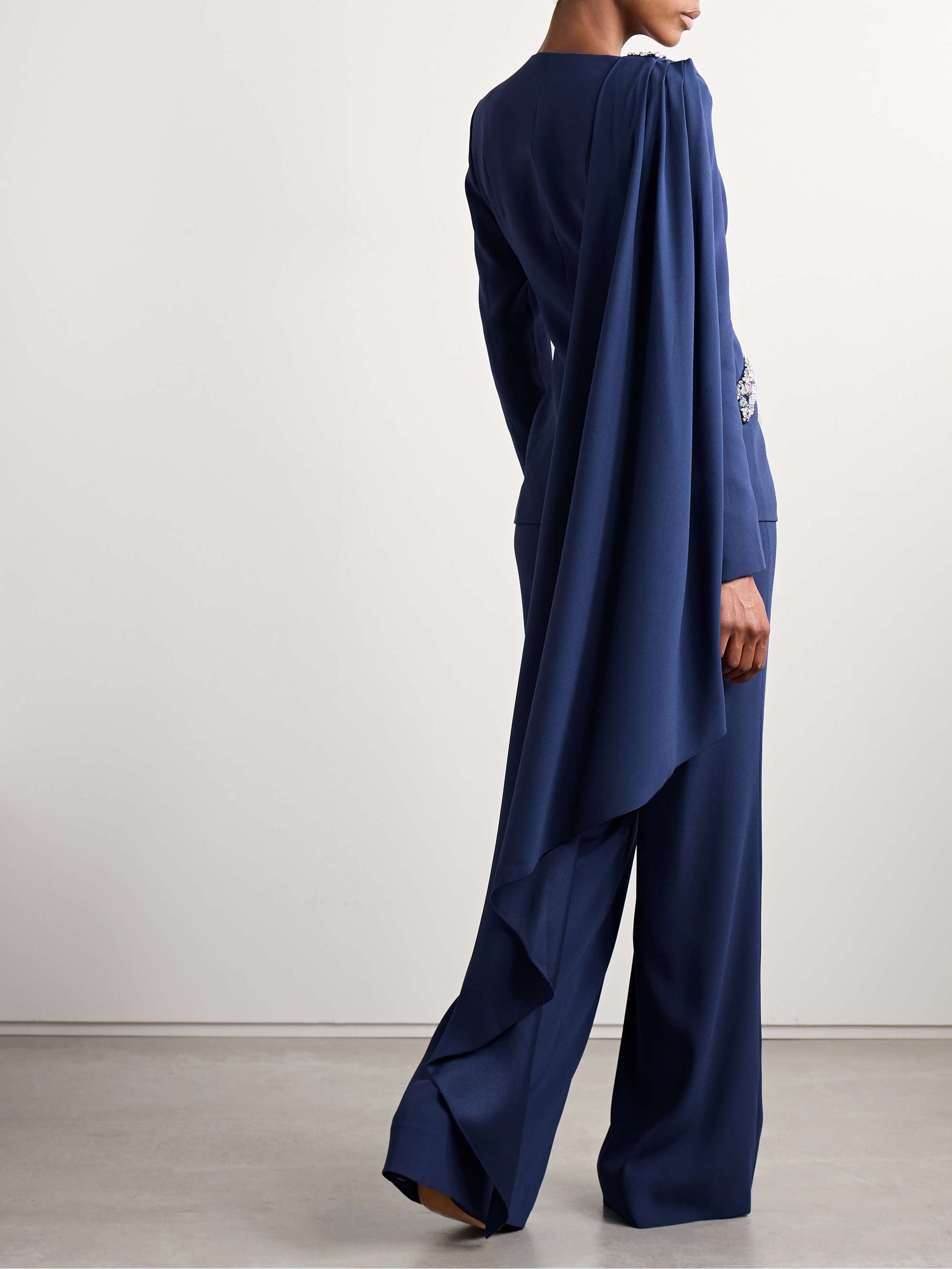 Honey cape-effect crystal-embellished crepe jacket view