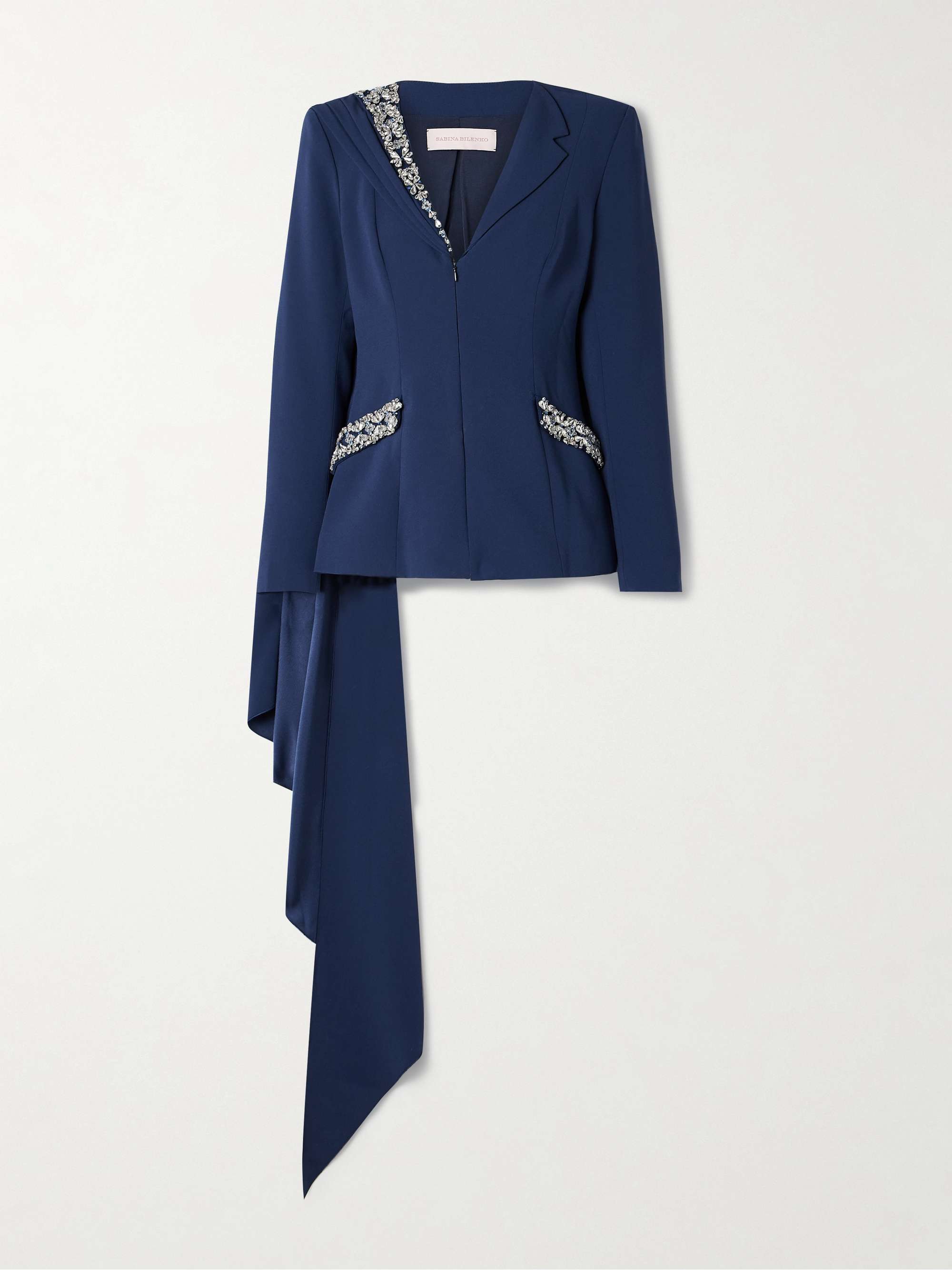Honey cape-effect crystal-embellished crepe jacket view