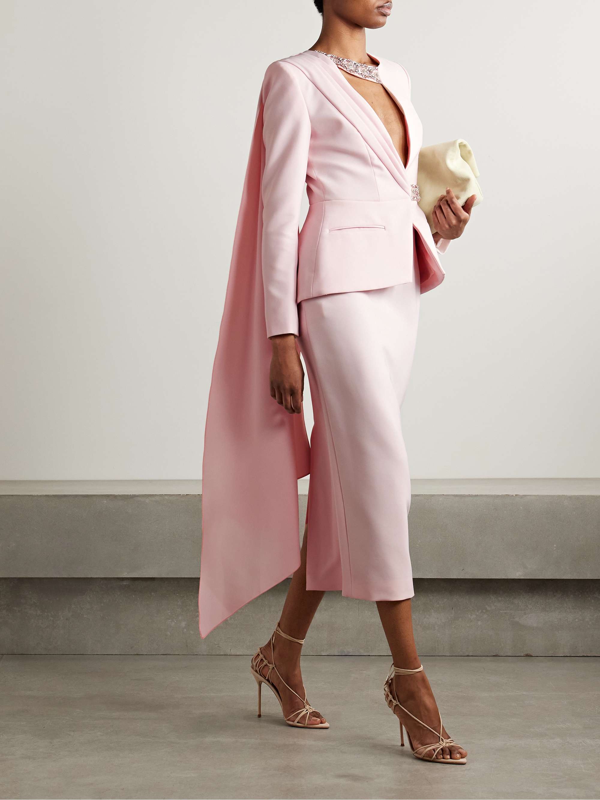 Sabina embellished draped crepe jacket view