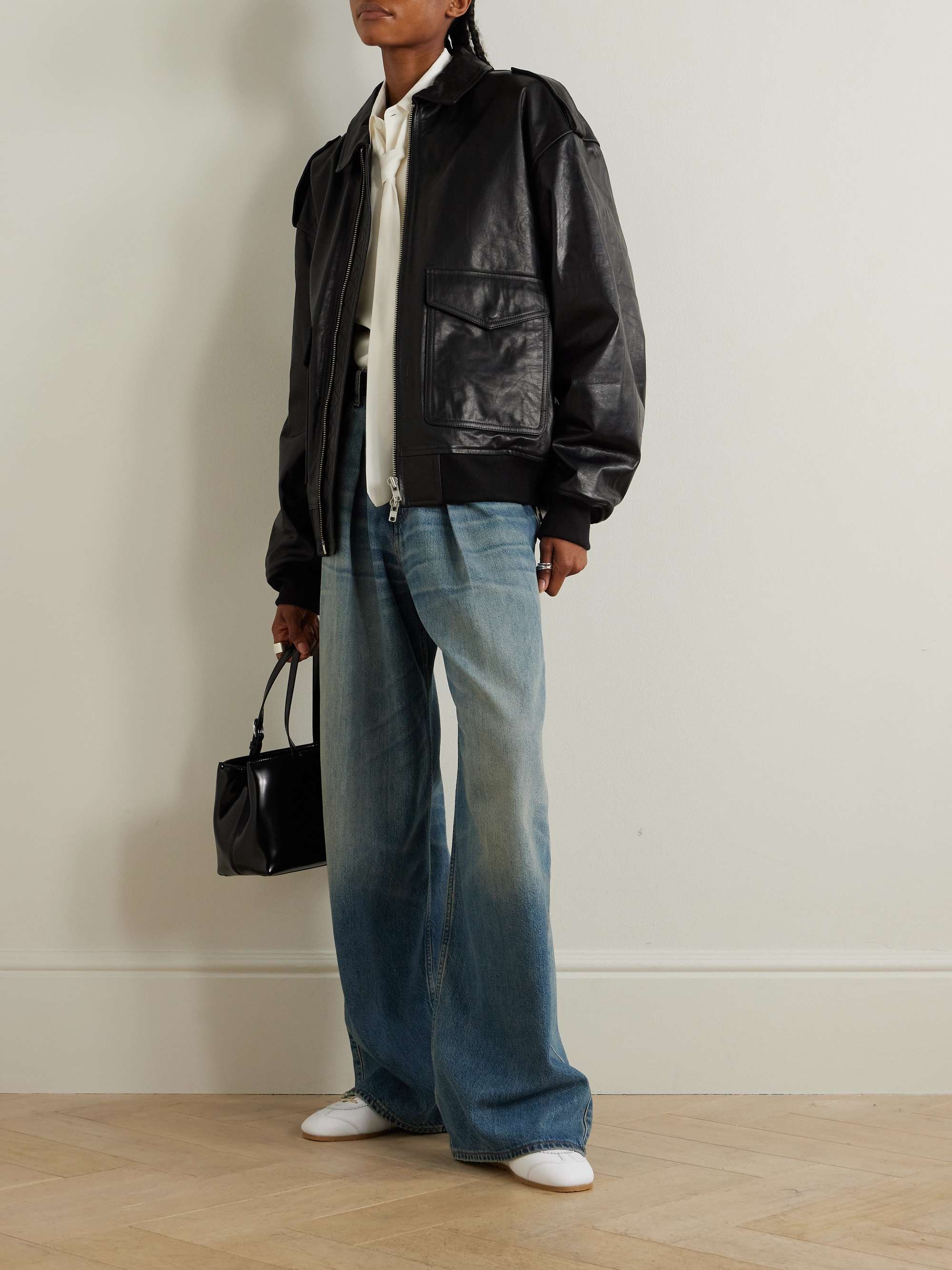 Viper oversized leather jacket view