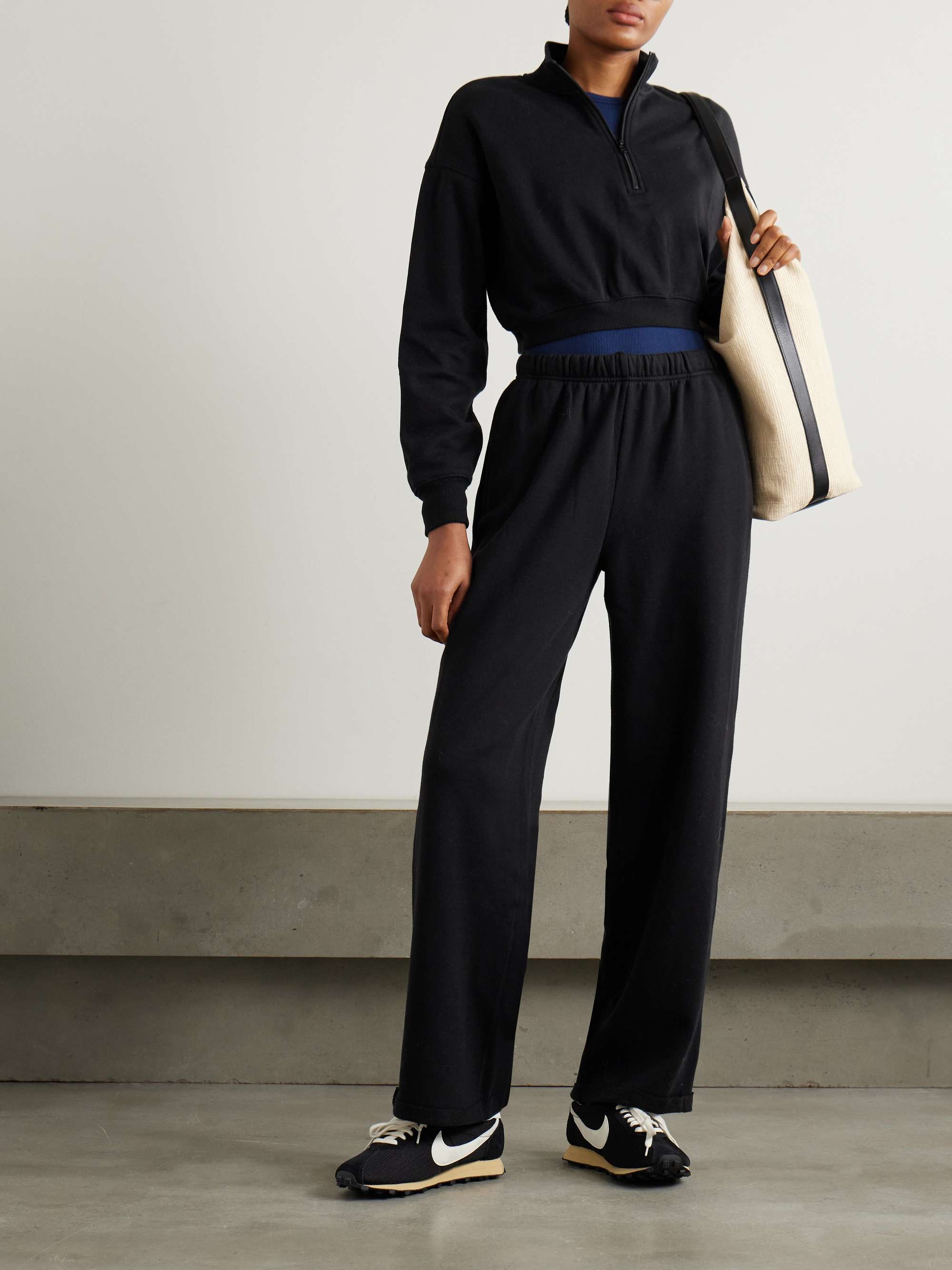 Cotton-blend jersey straight-leg track pants view
