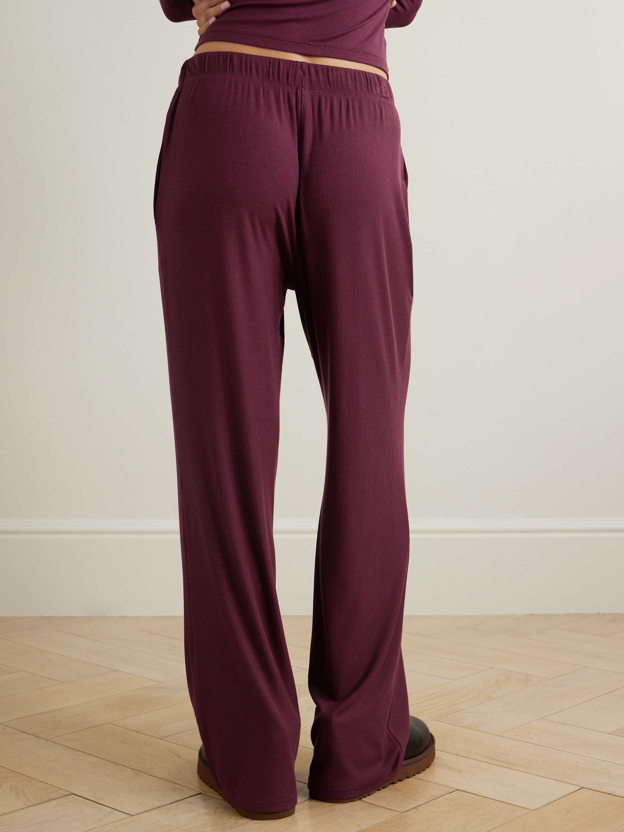 Soft Lounge ribbed stretch-modal wide-leg pants view
