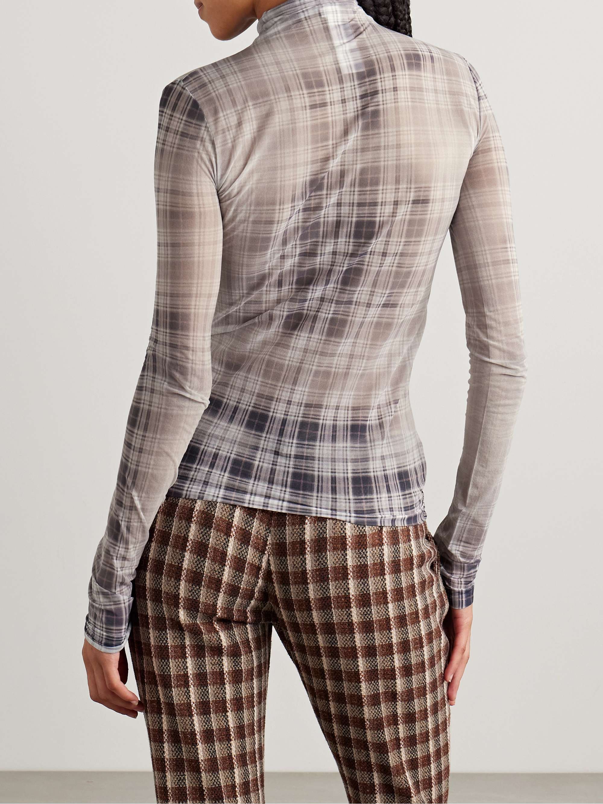 Checked stretch-jersey turtleneck top view