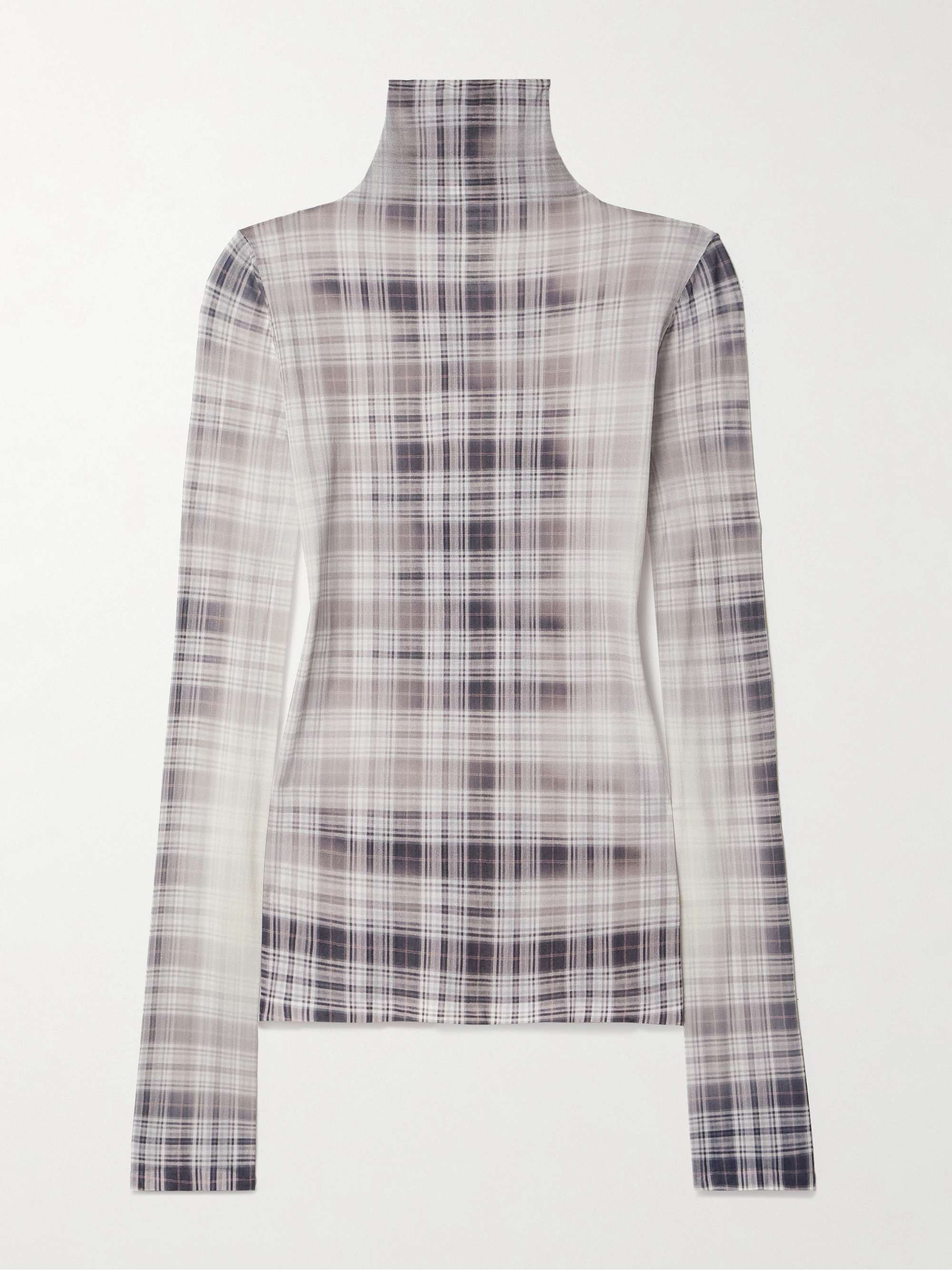 Checked stretch-jersey turtleneck top view