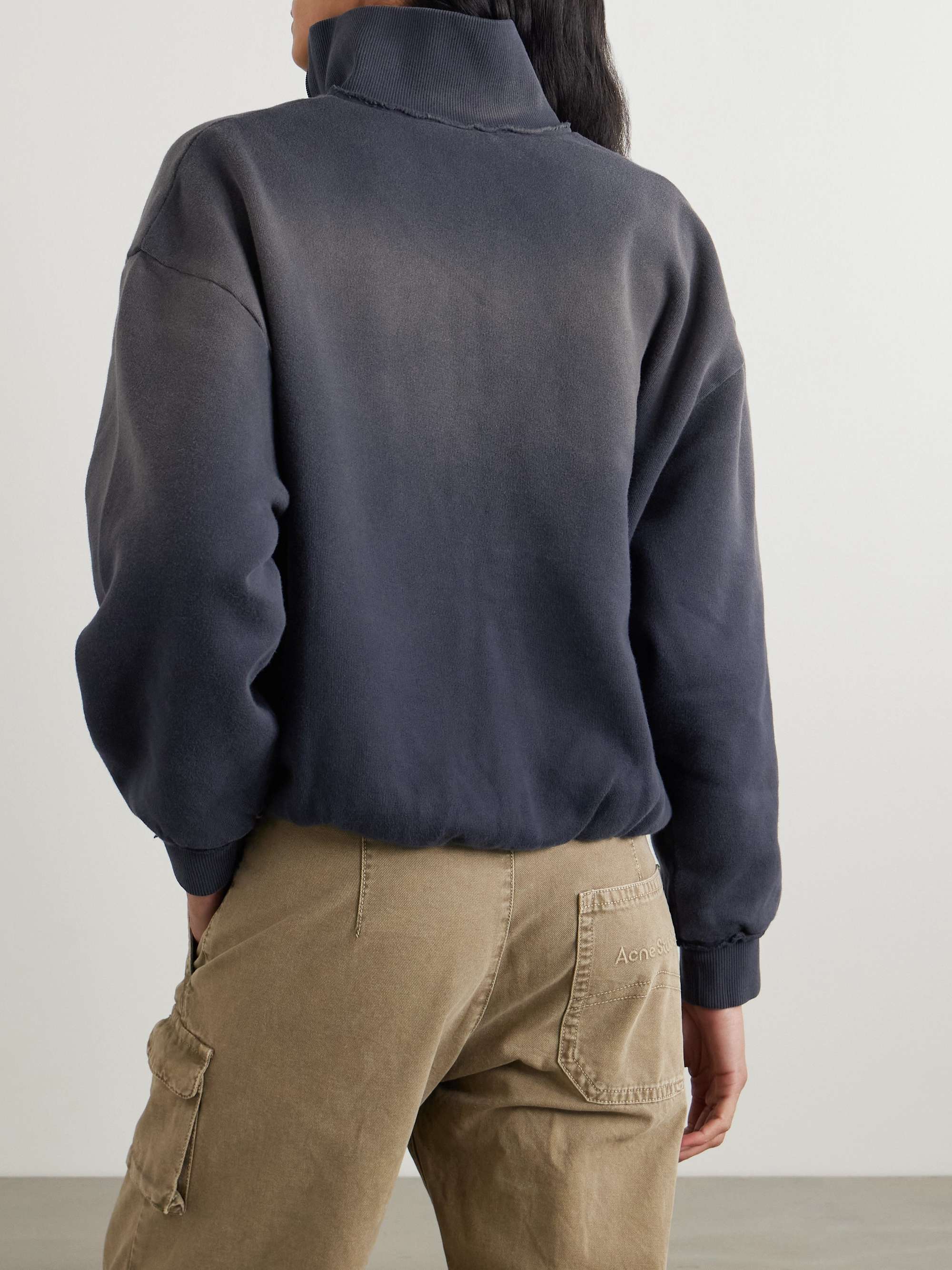 Embroidered frayed cotton-jersey sweatshirt view