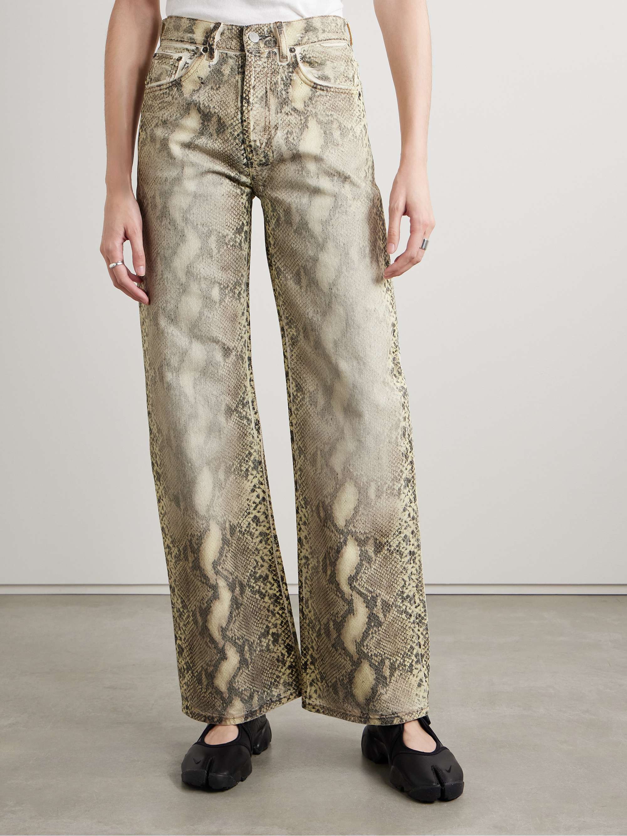 Snake-print coated mid-rise jeans view