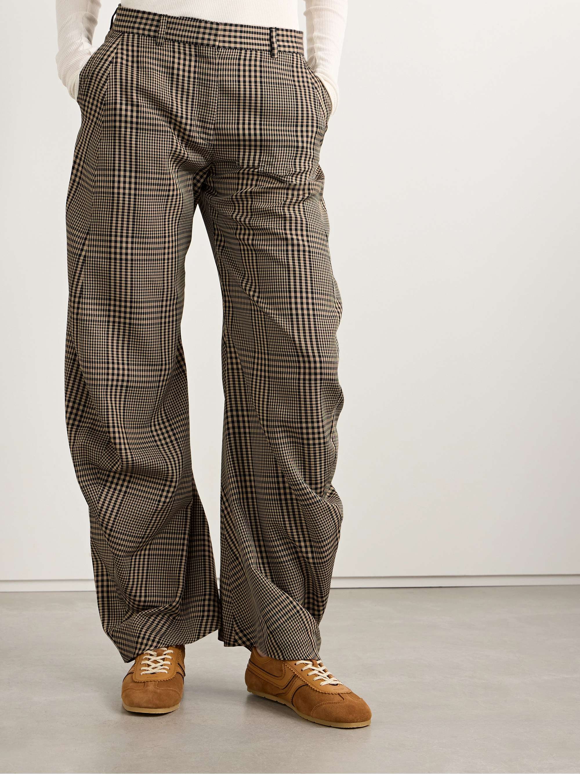 Checked woven barrel-leg pants view