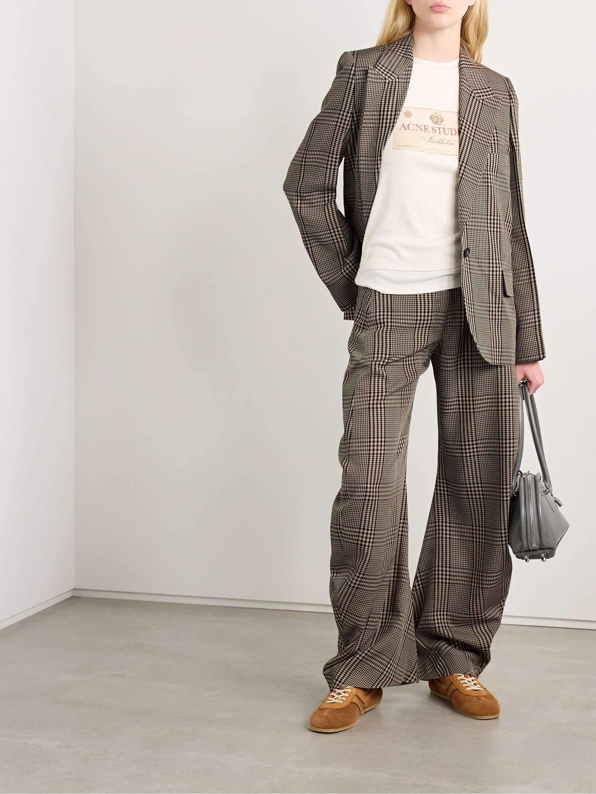 Checked woven barrel-leg pants view