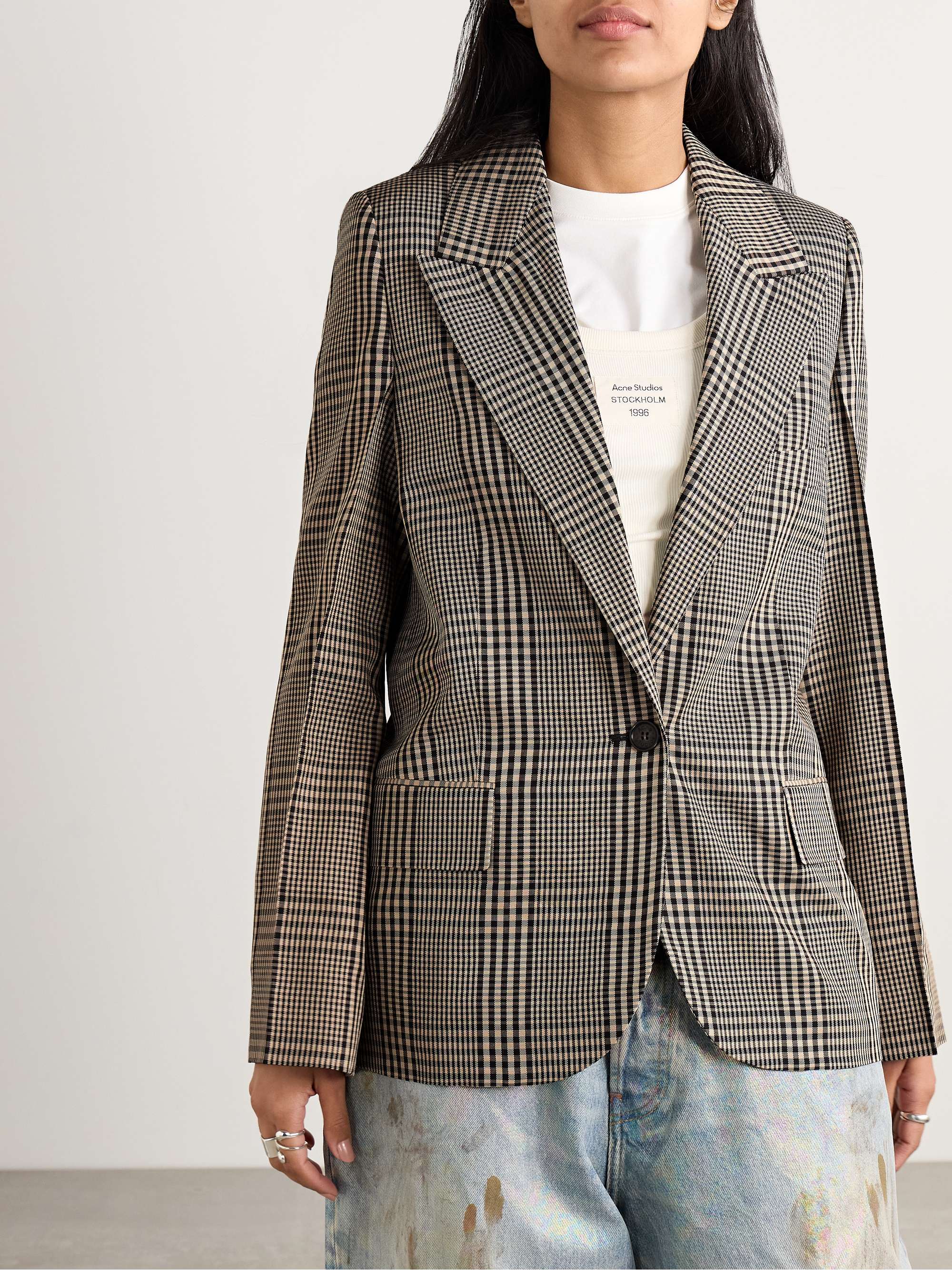 Checked twill blazer view