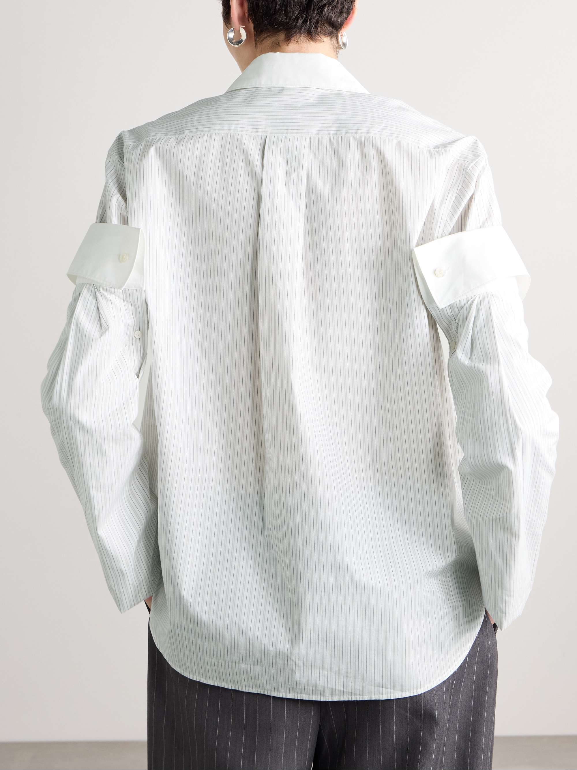Layered striped cotton-poplin shirt view