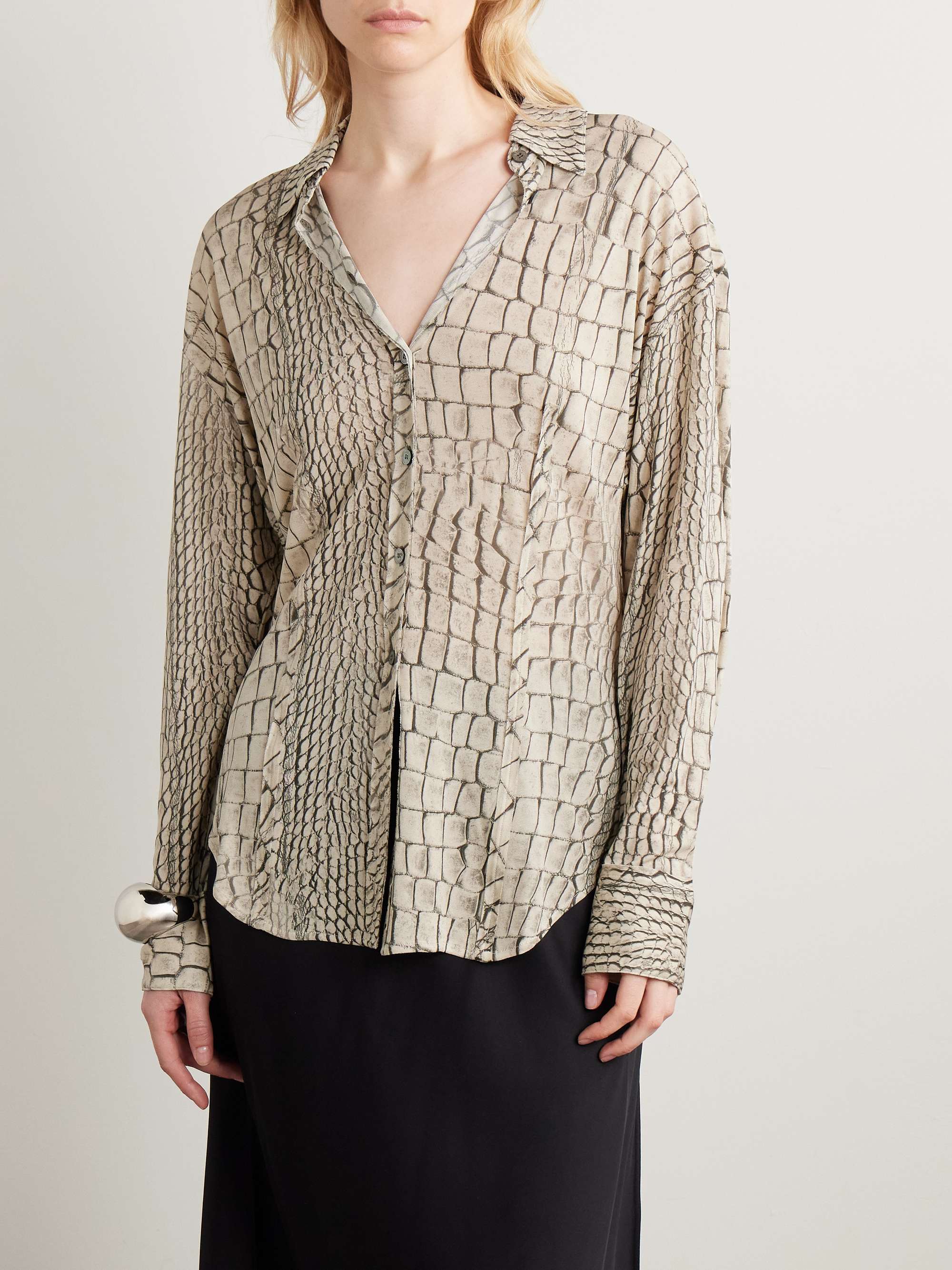 Trompe l'oeil printed stretch-jersey shirt view