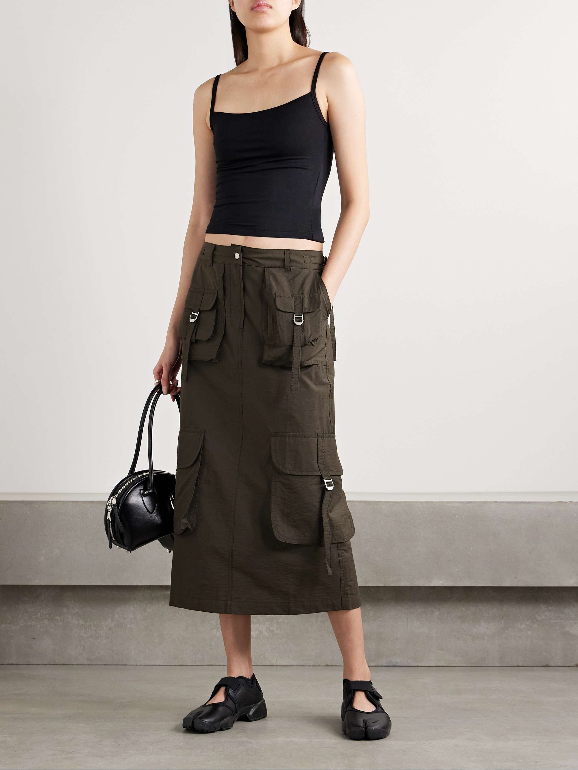 Cotton-blend midi cargo skirt view