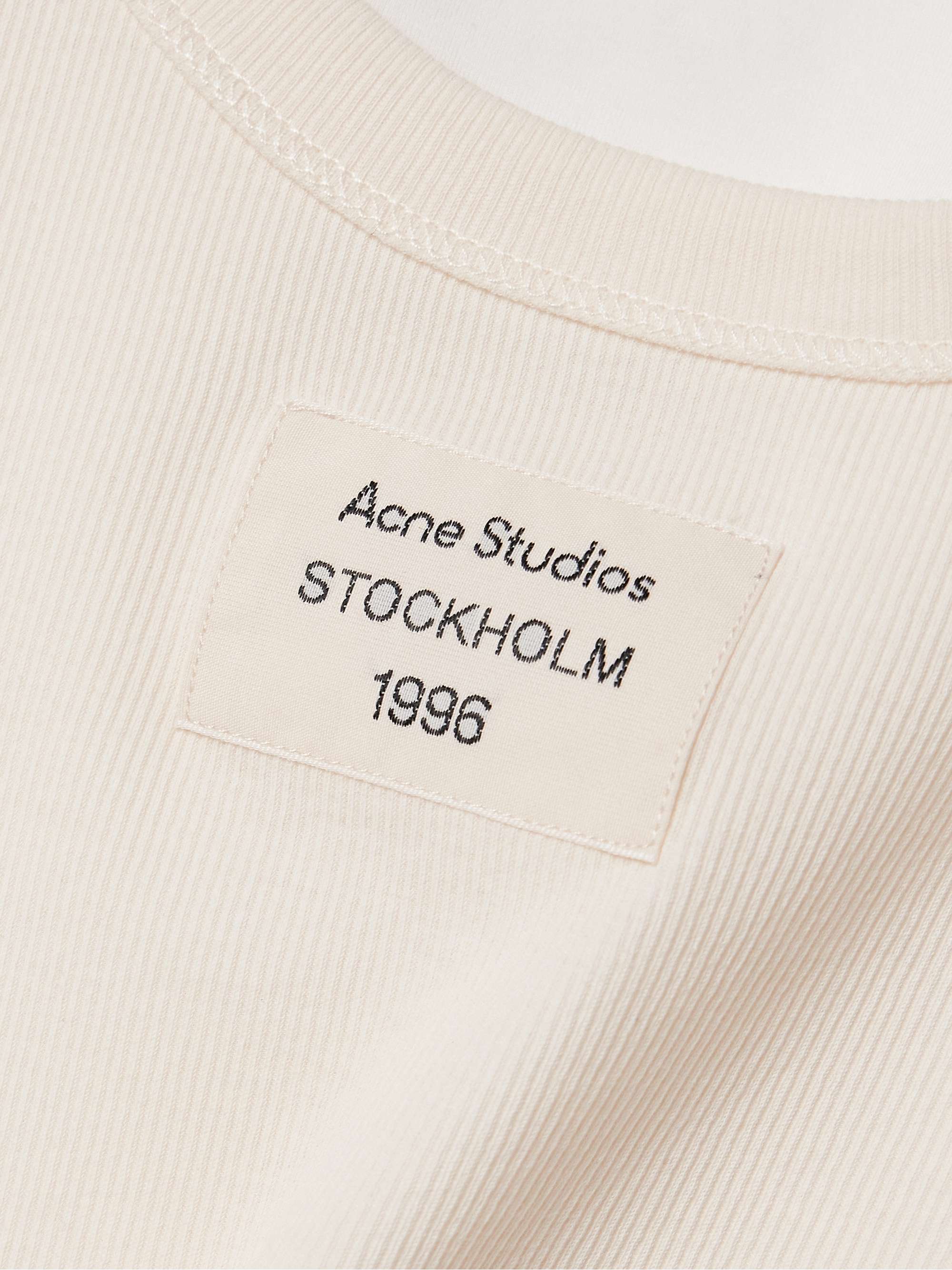 Layered appliquéd ribbed cotton-blend jersey T-shirt view