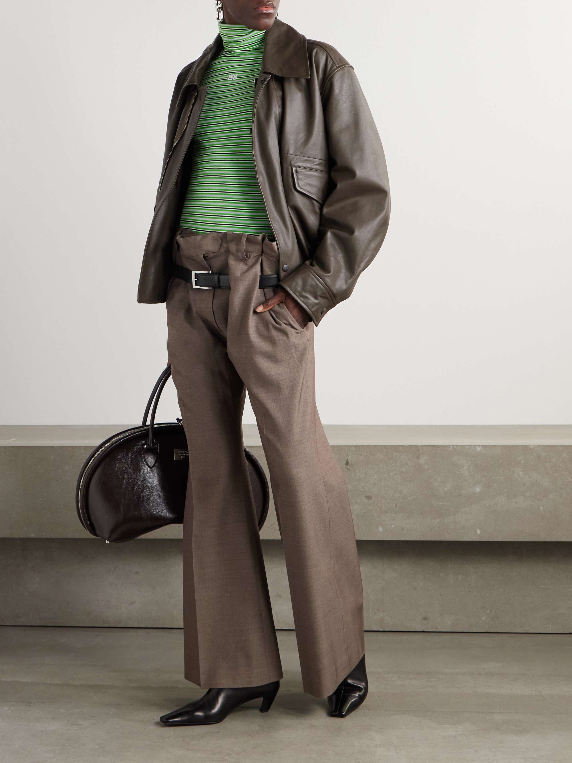 Belted wool wide-leg pants view