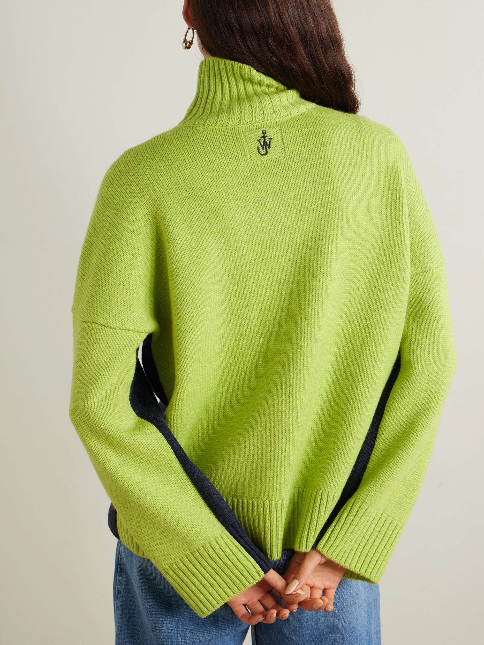 Two-tone knitted turtleneck sweater view