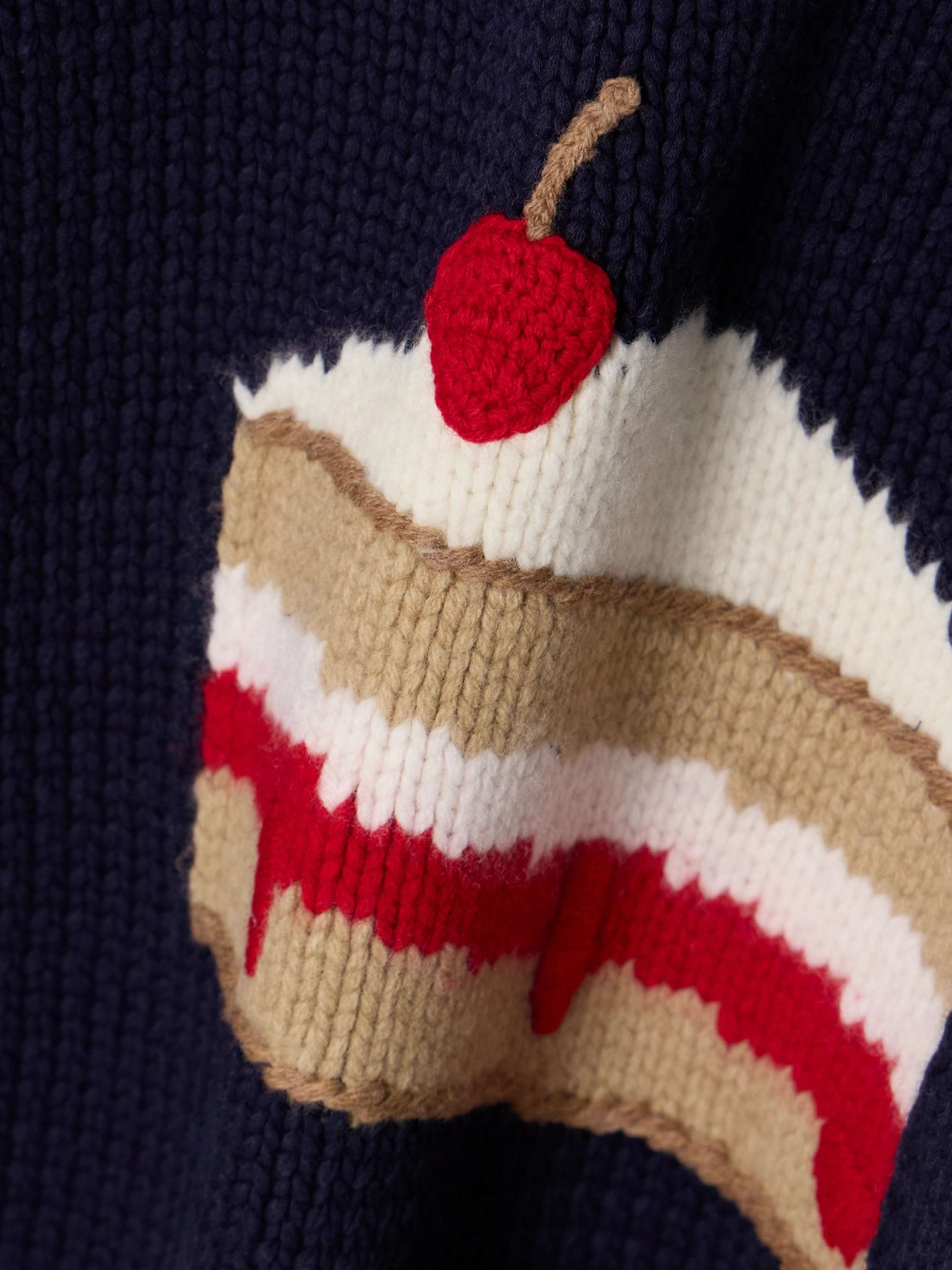 Appliquéd intarsia-knit cotton-blend sweater view