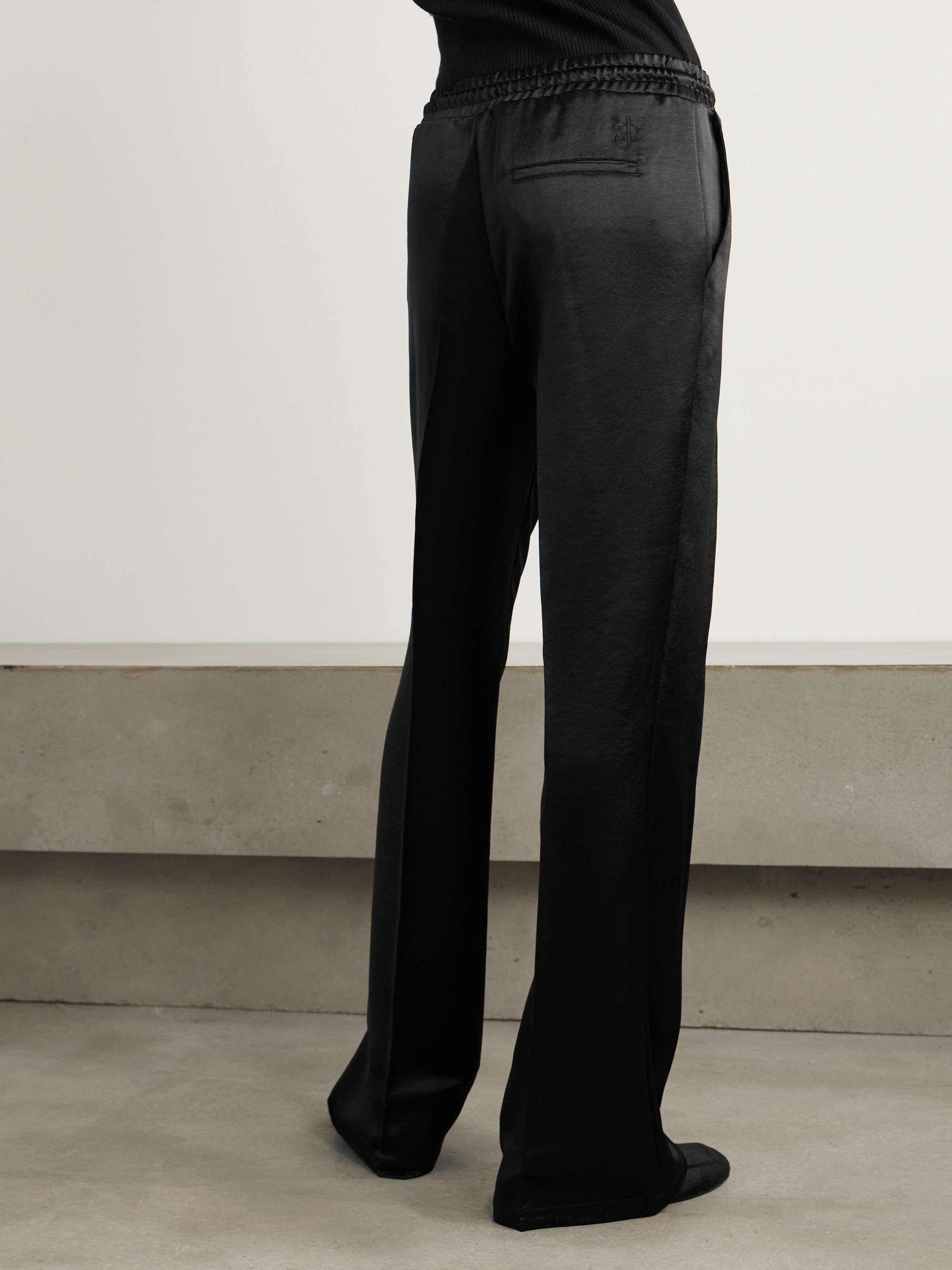 Satin straight-leg track pants view