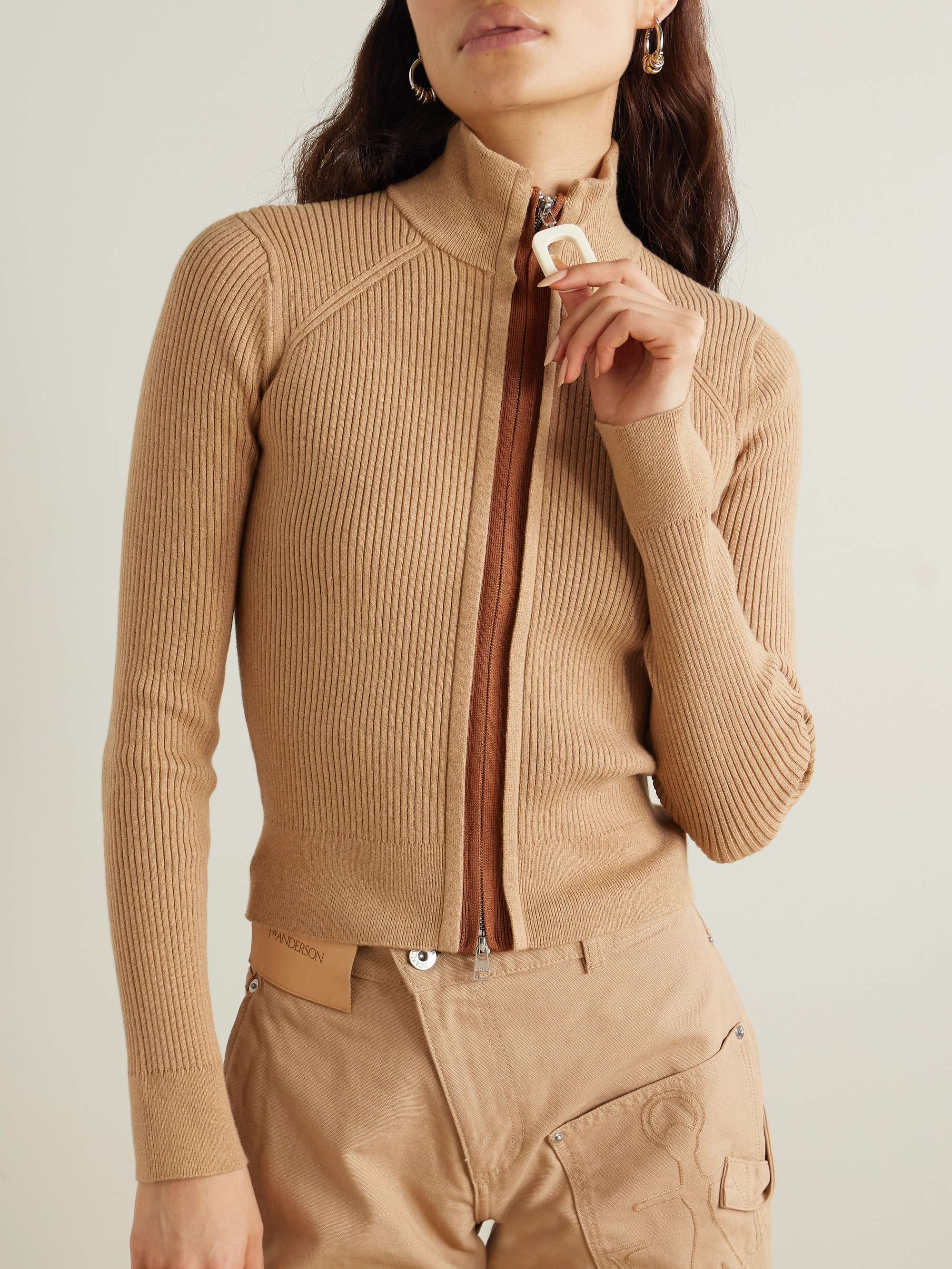 Ribbed cotton-blend cardigan view