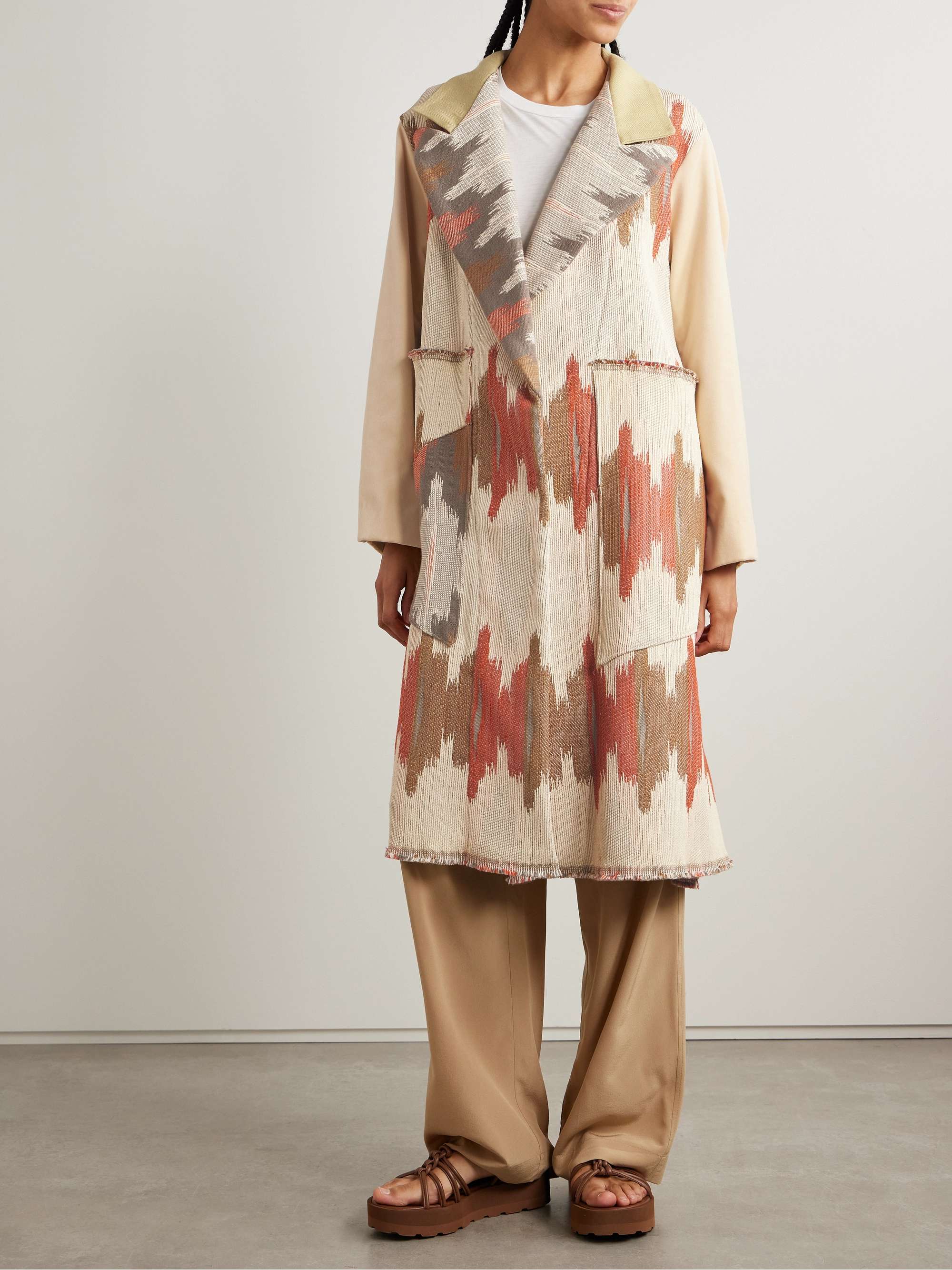 Crosby paneled cotton-jacquard, velvet and herringbone-twill coat view