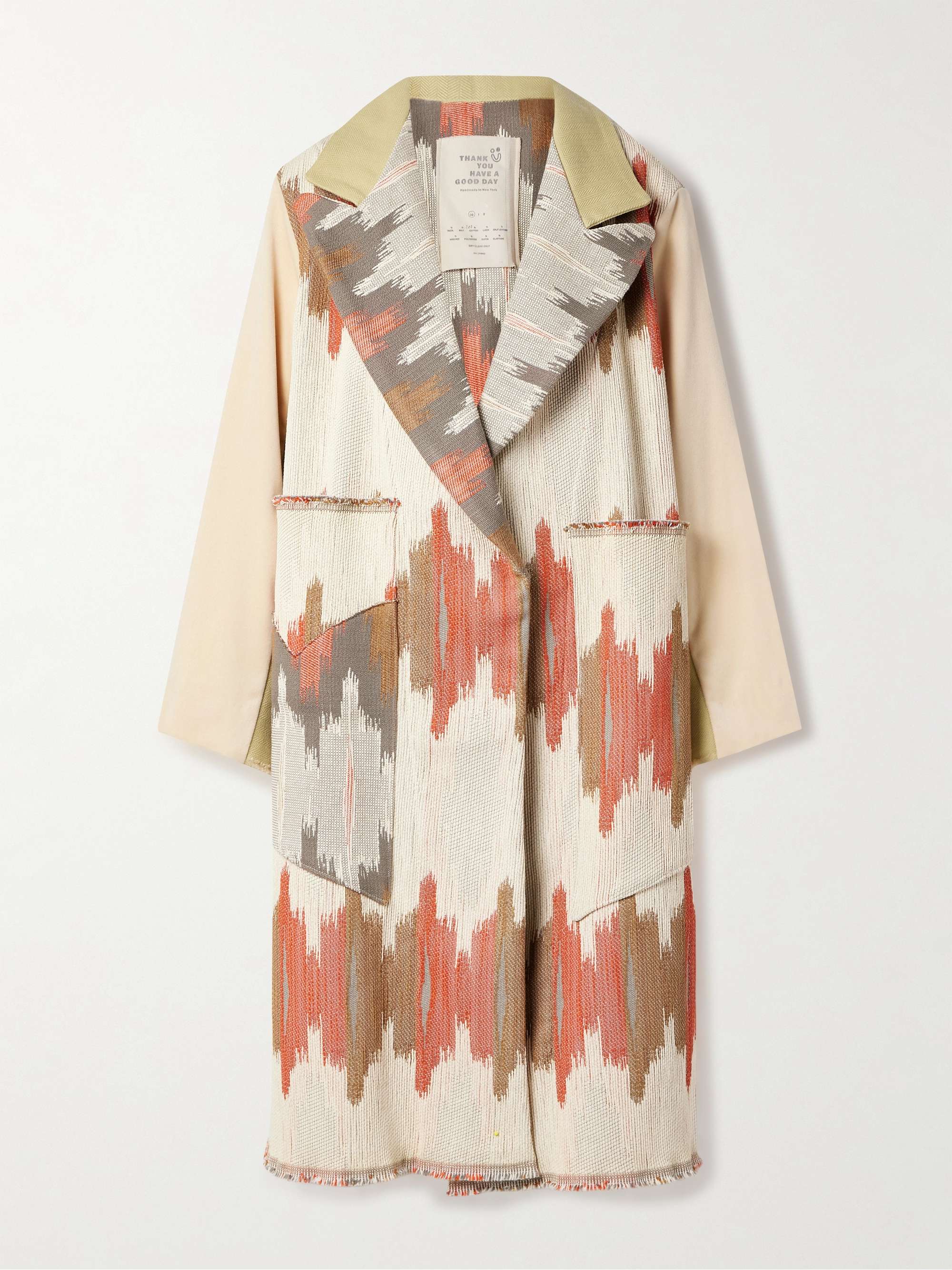 Crosby paneled cotton-jacquard, velvet and herringbone-twill coat view