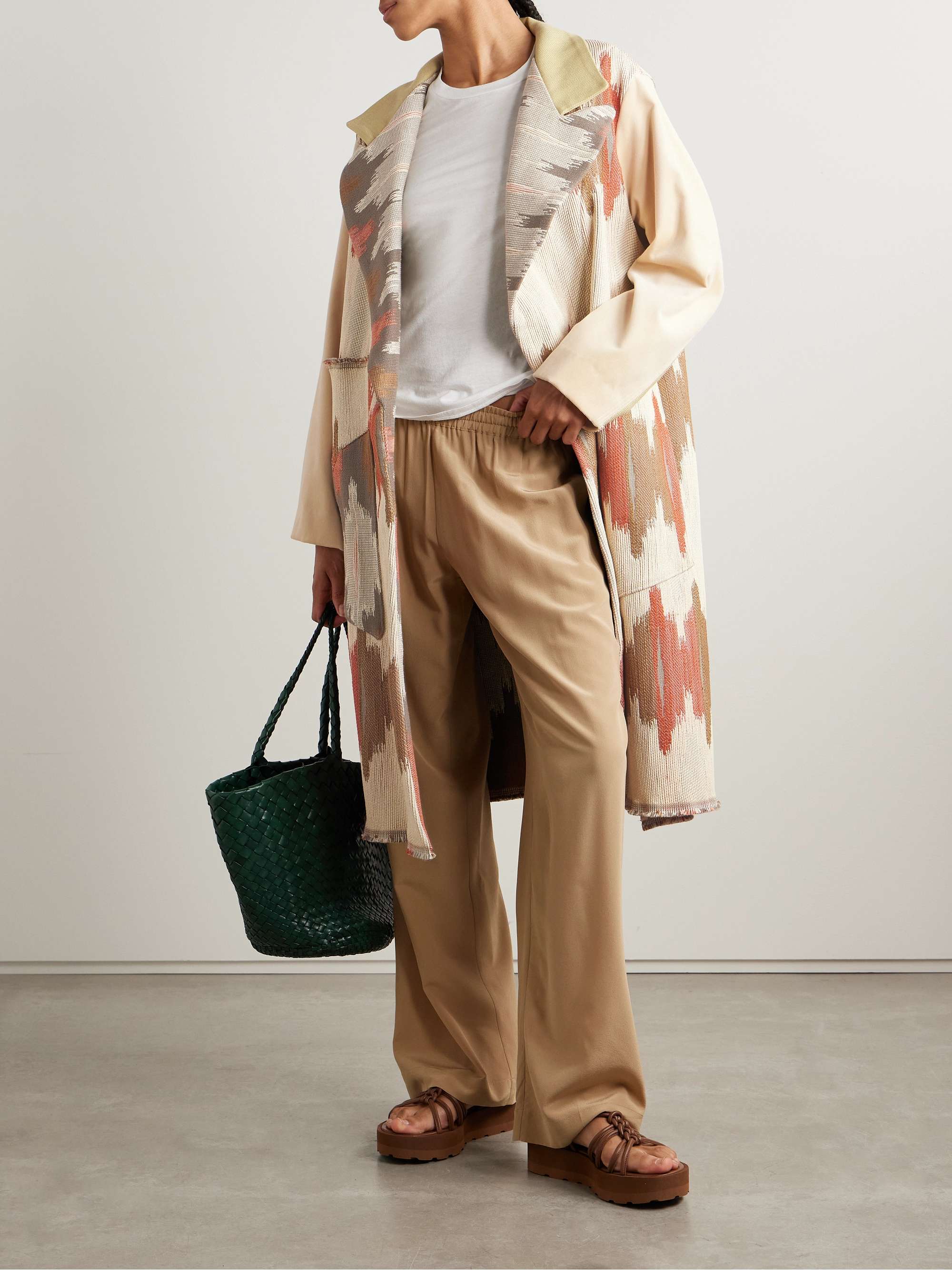 Crosby paneled cotton-jacquard, velvet and herringbone-twill coat view