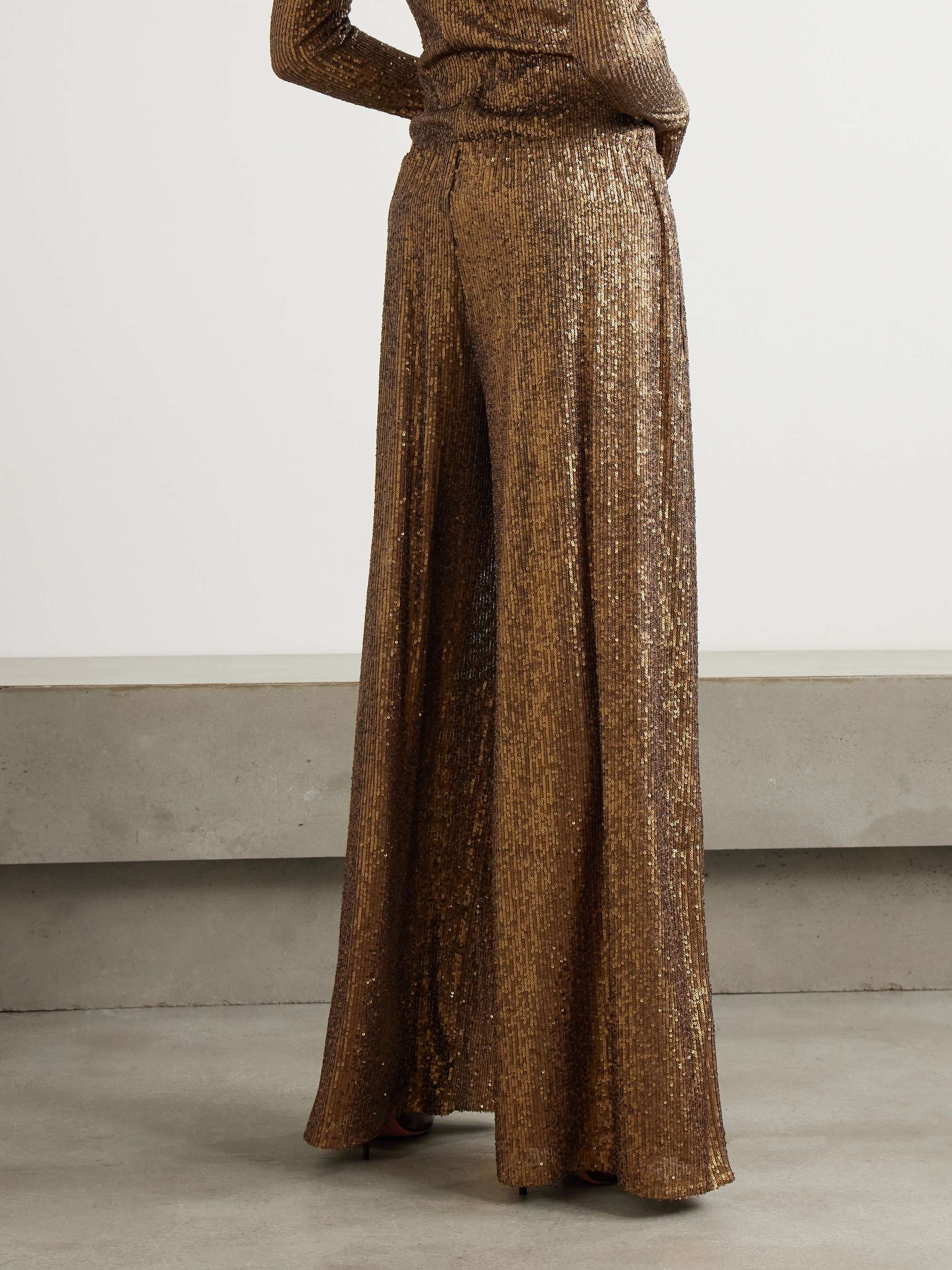Sequined stretch-mesh wide-leg pants view