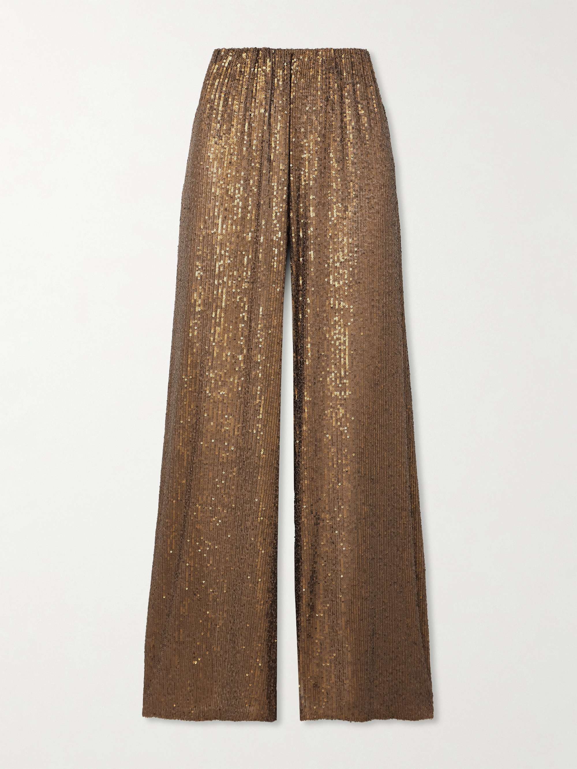 Sequined stretch-mesh wide-leg pants view
