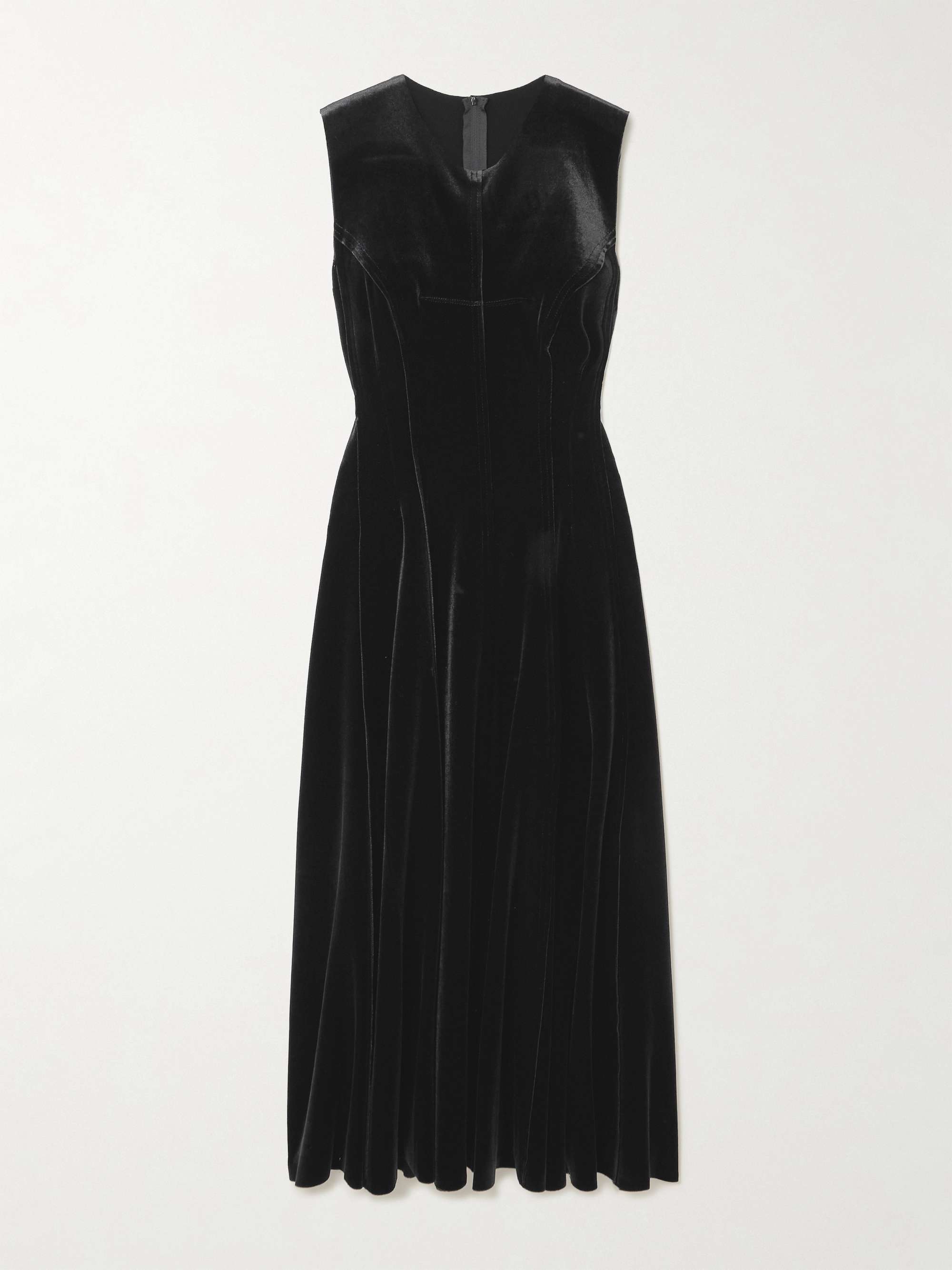 Grace paneled stretch-velvet midi dress view