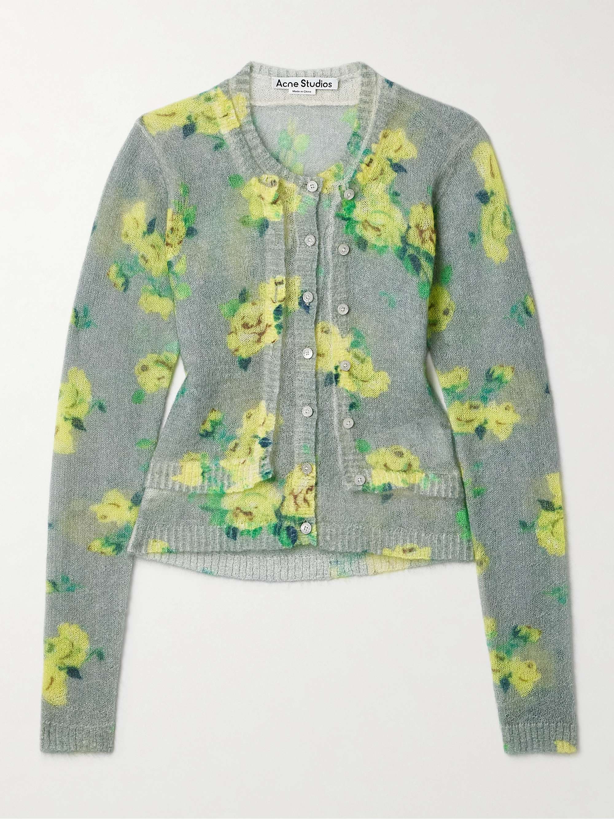 Layered floral-print mohair-blend sweater view