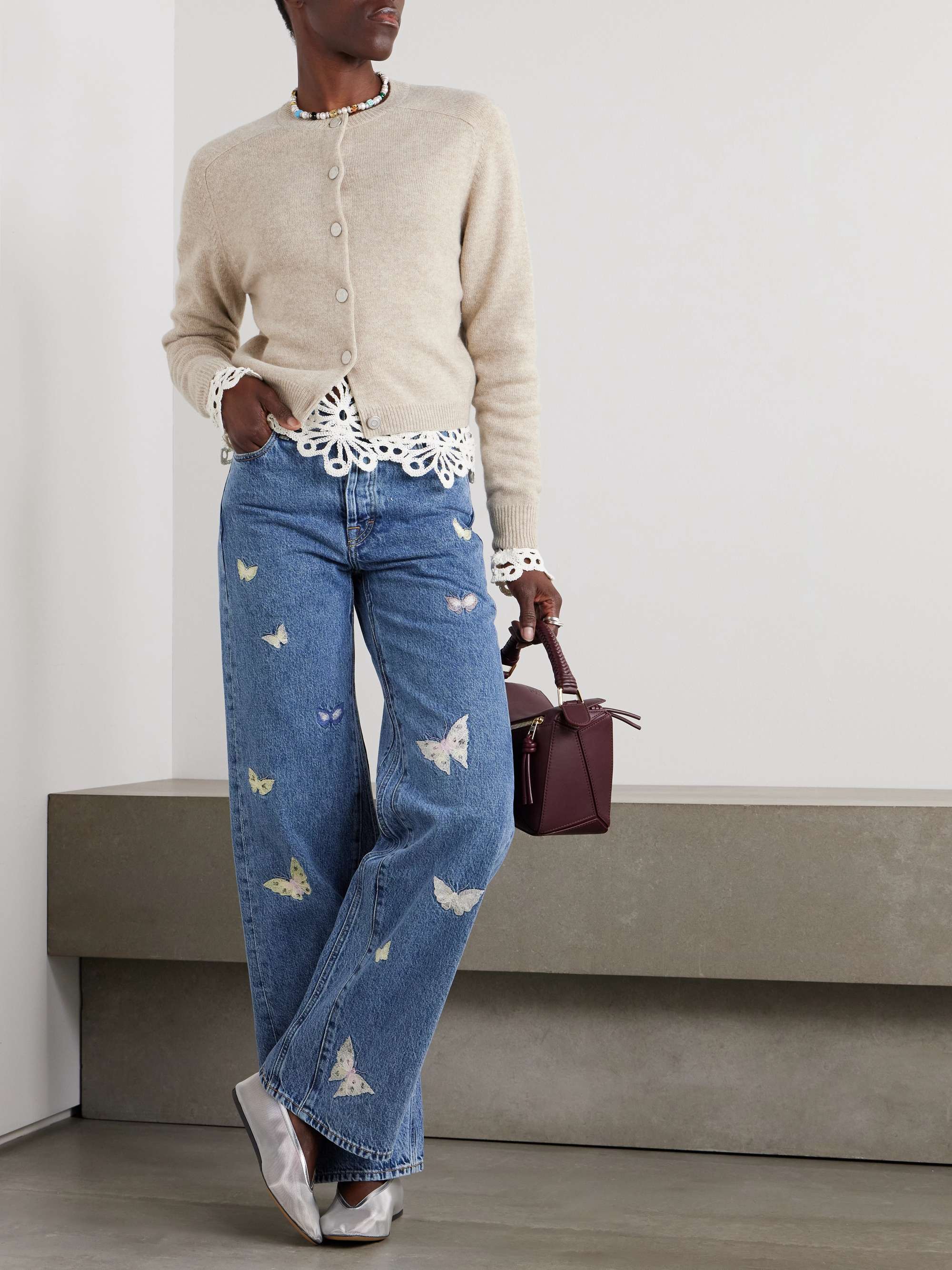Treble Cut embroidered low-rise boyfriend jeans view