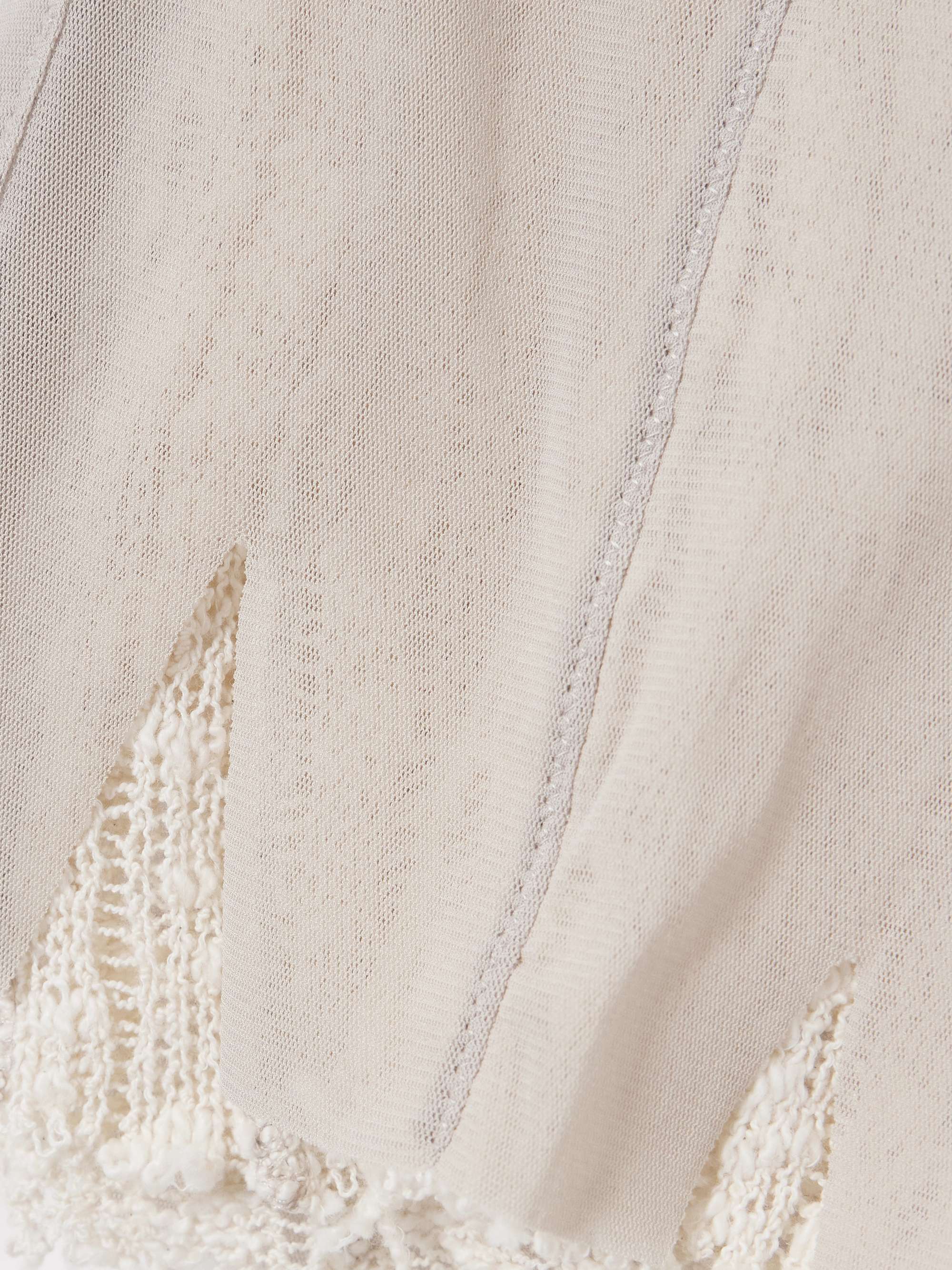 Ragged distressed mesh and cotton-blend crochet tank view