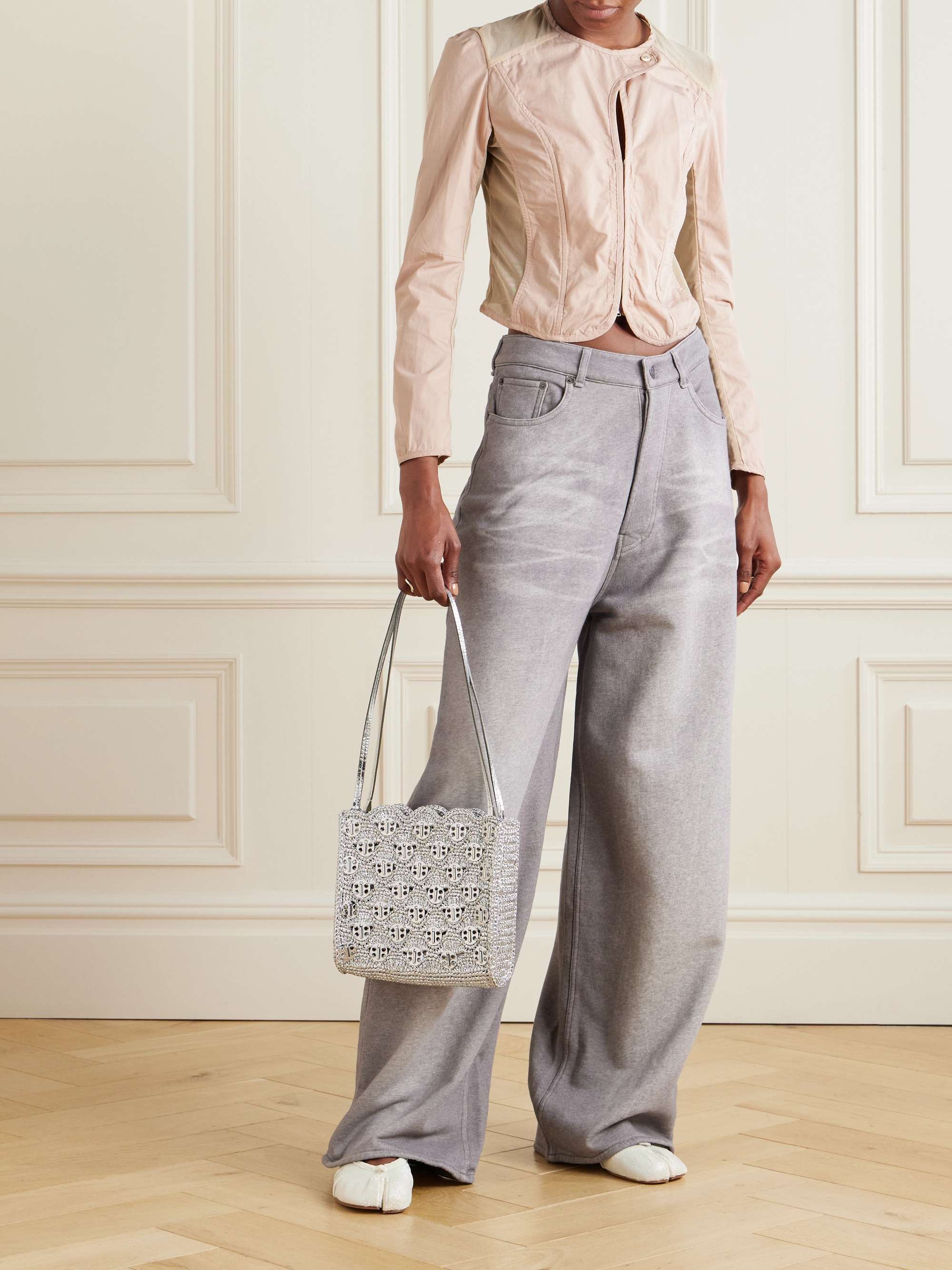 Cropped mesh-trimmed cotton-canvas jacket view