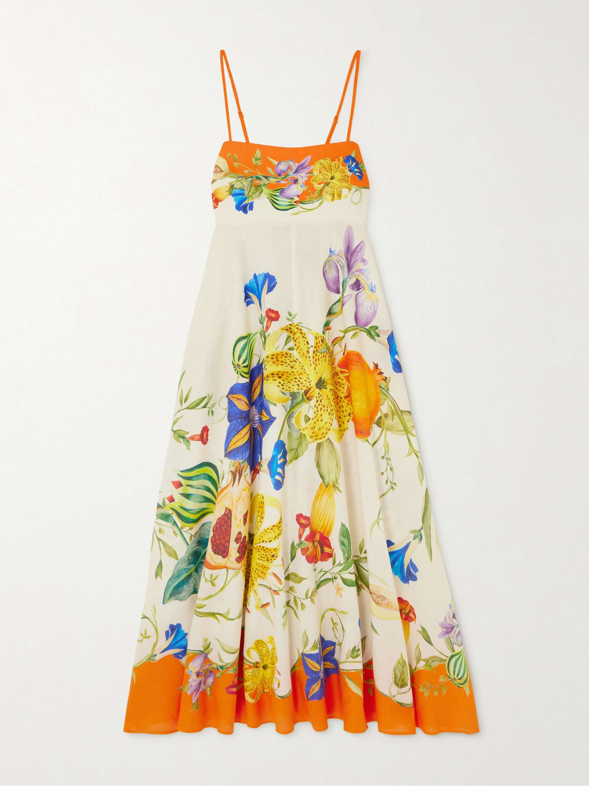 Flores floral-print smocked linen midi dress view
