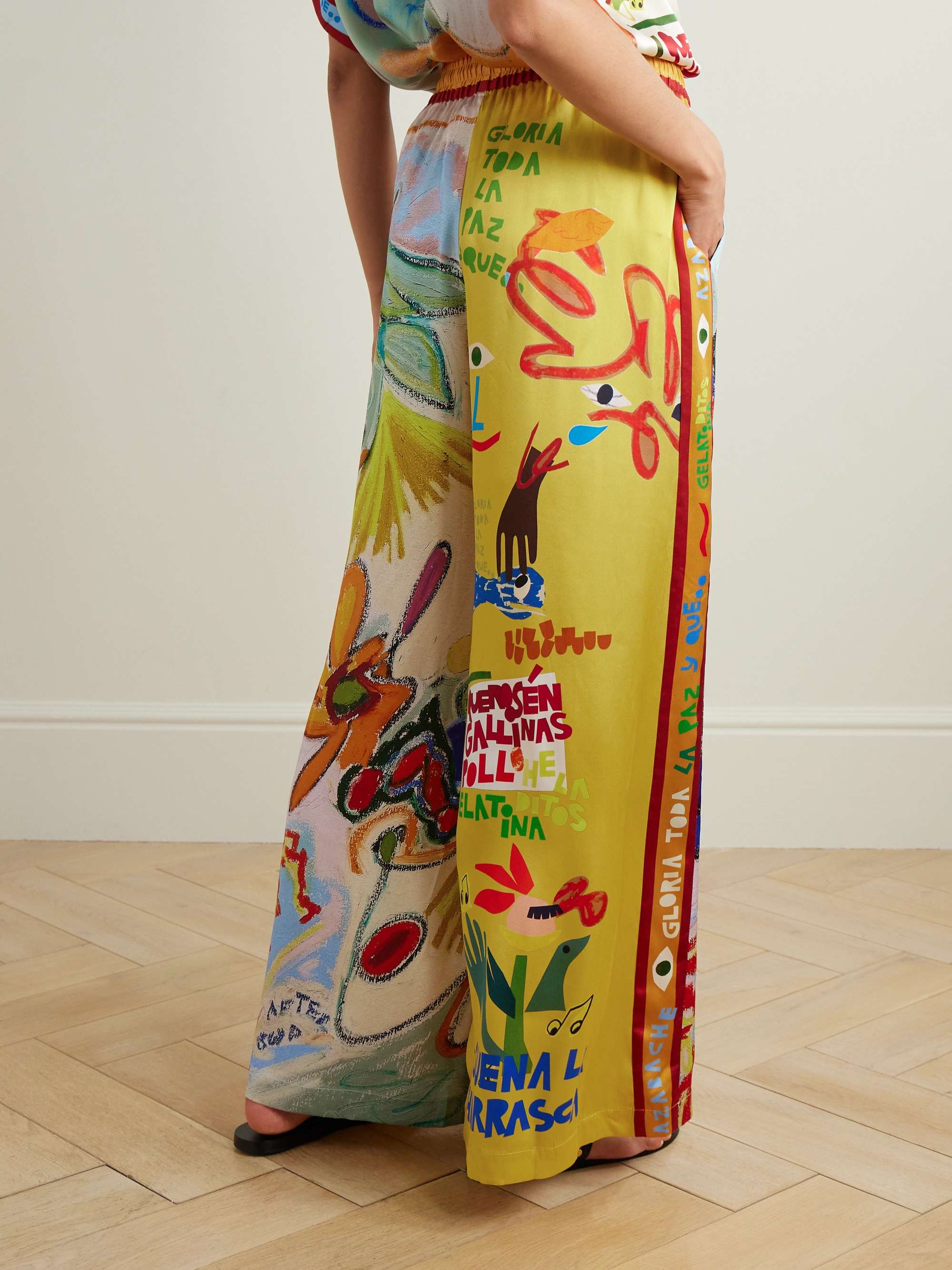 + Nadia Hernández printed silk crepe de chine wide-leg pants view