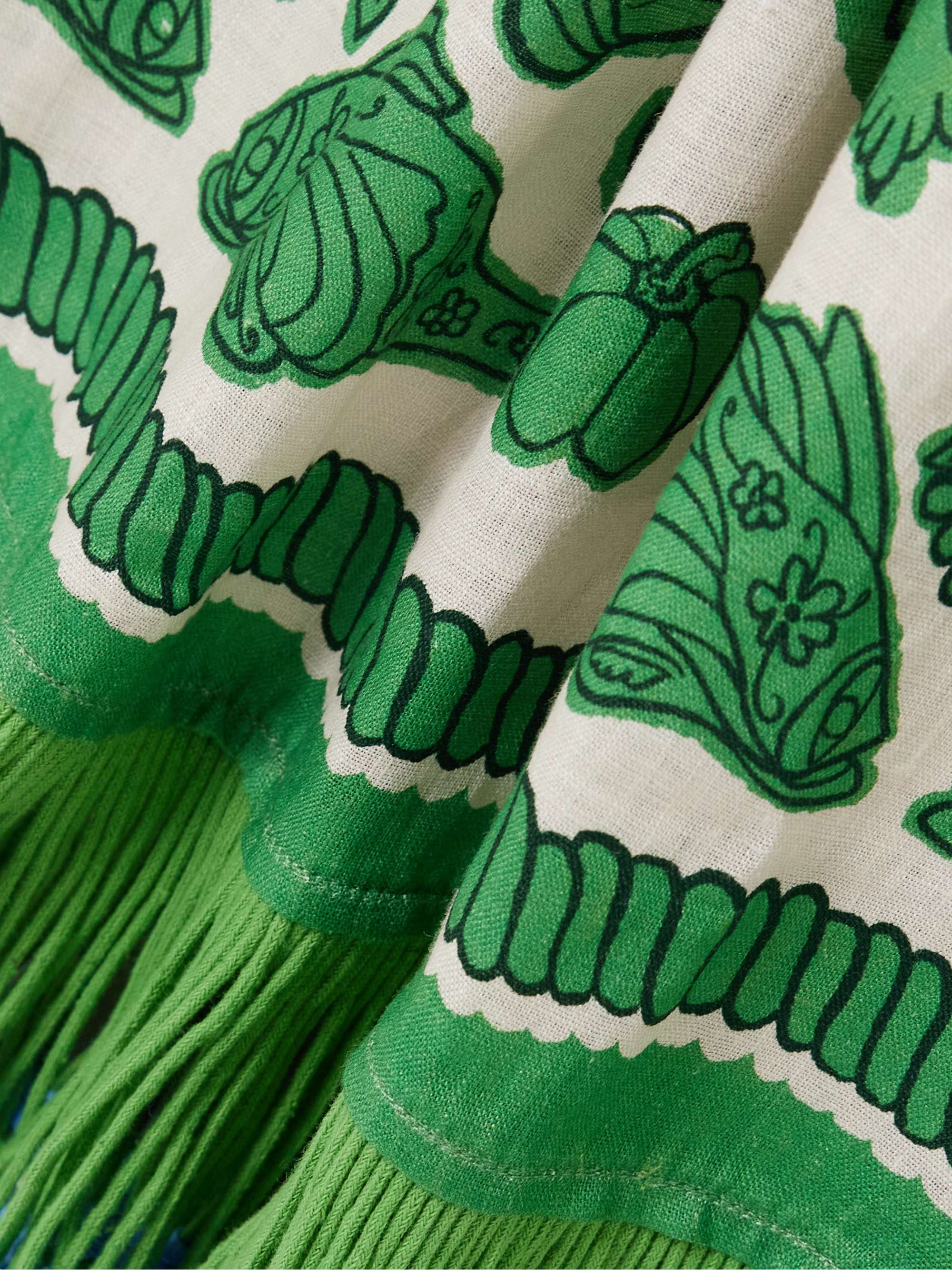 Lula belted fringed embellished printed cotton and silk-blend midi dress view