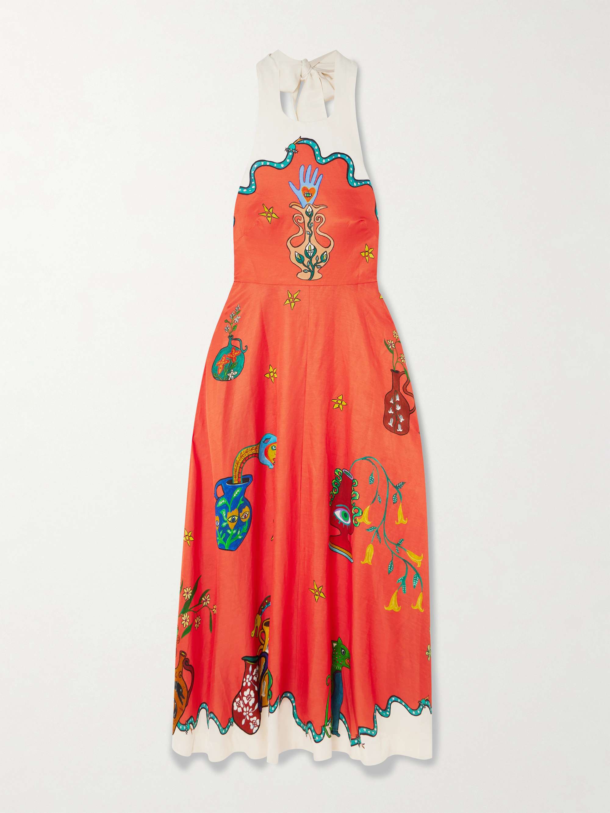 Rose printed twill maxi halterneck dress view