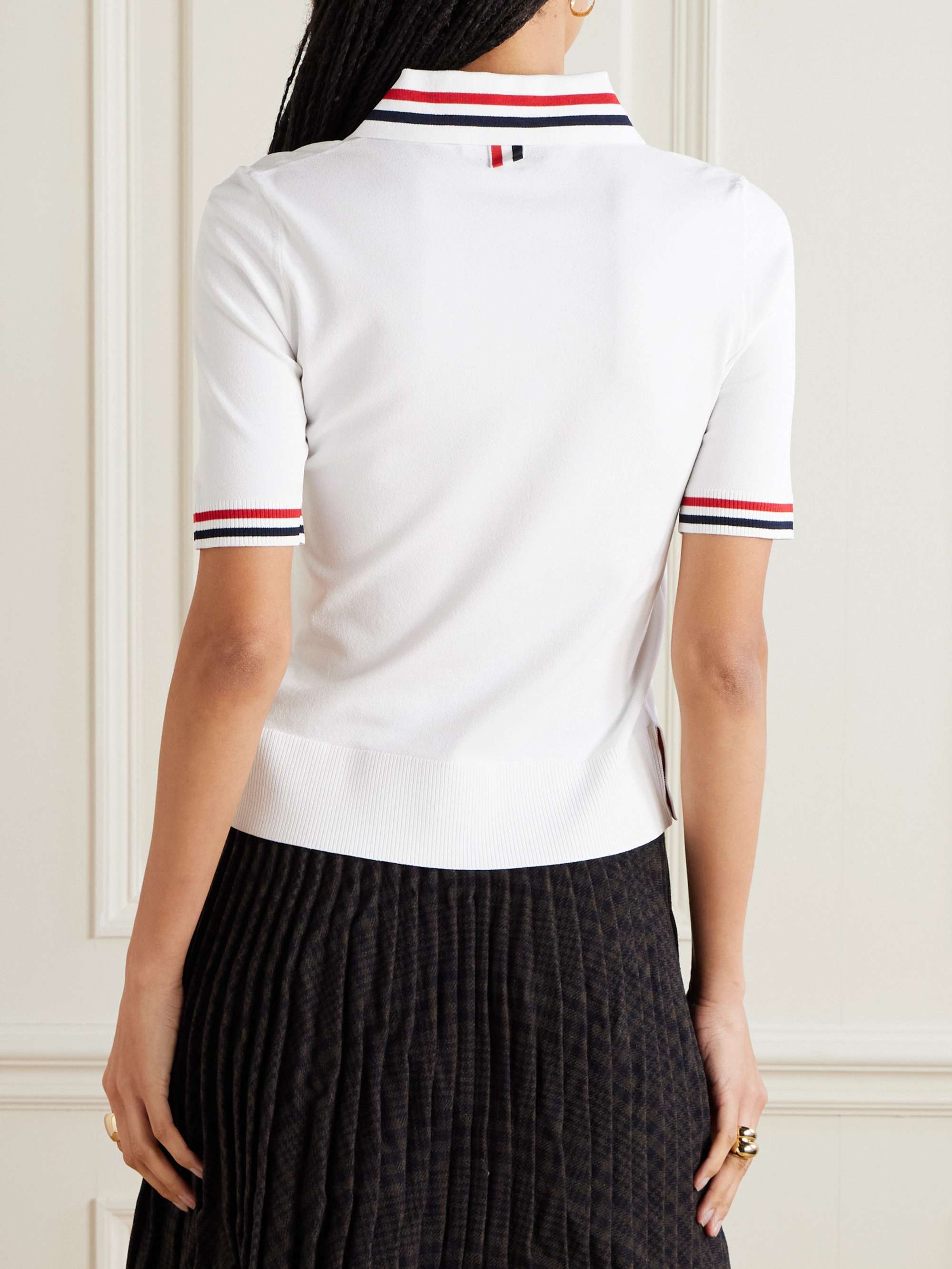 Striped jersey polo shirt view
