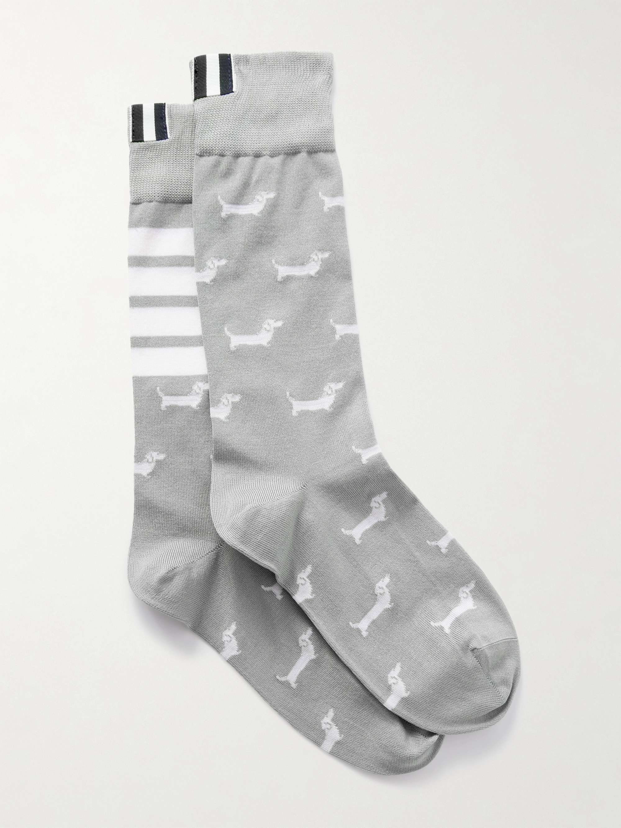 Hector grosgrain-trimmed jacquard-knit cotton-blend socks view